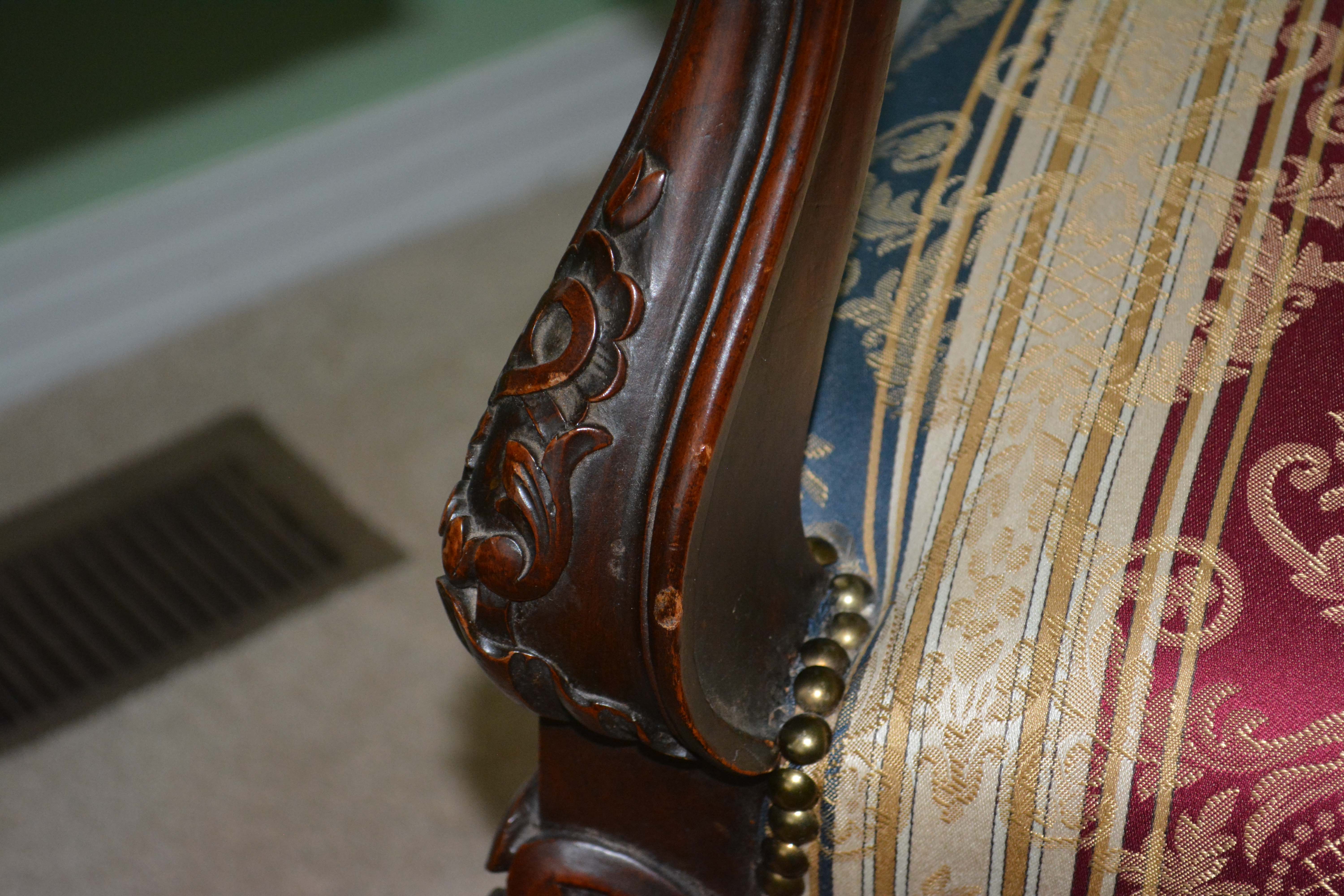 French Régence Style Carved Mahogany Armchair