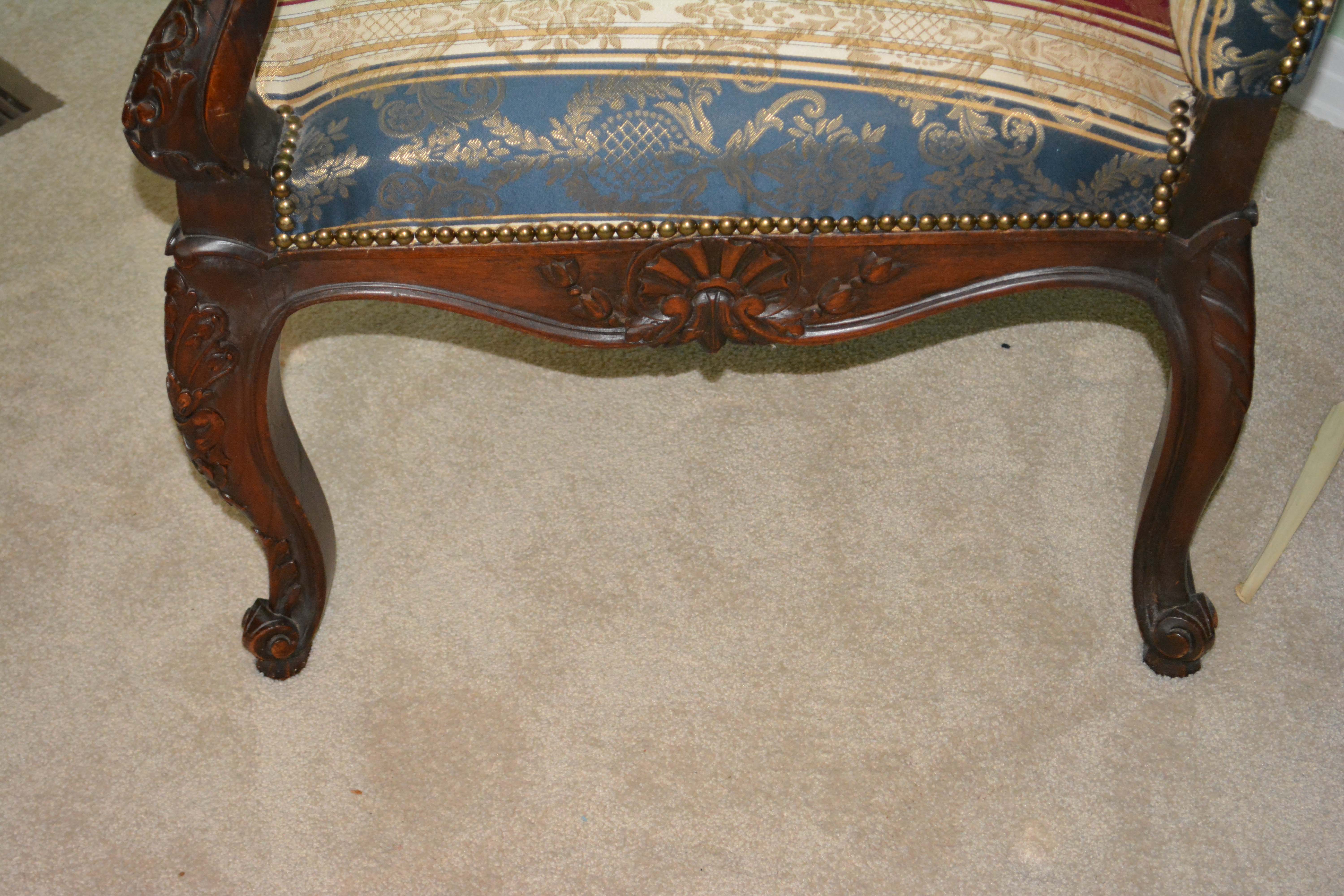 French Régence Style Carved Mahogany Armchair