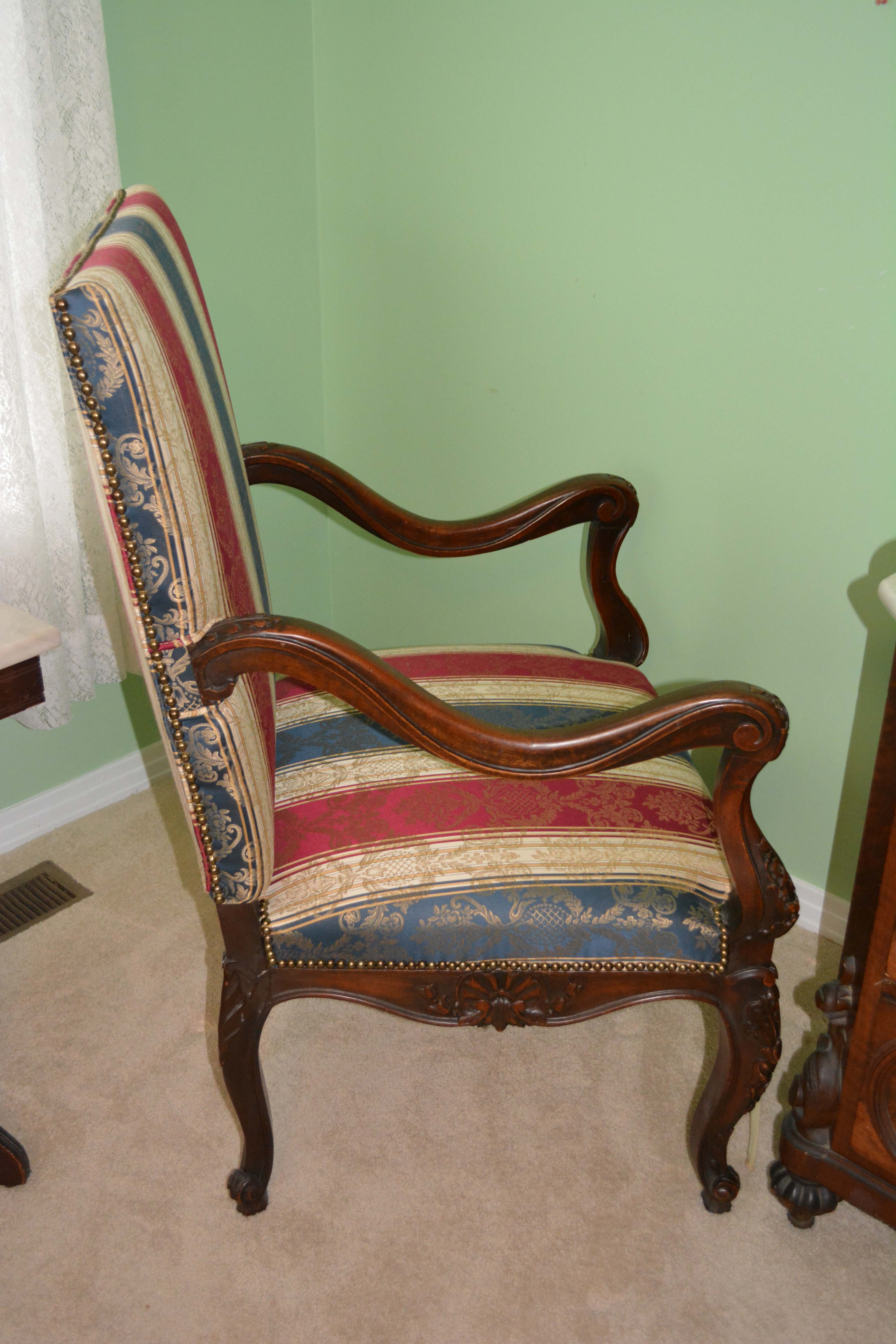 French Régence Style Carved Mahogany Armchair