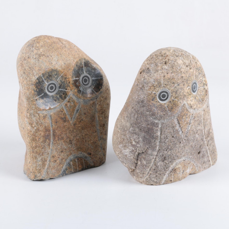 Carved Stone Owls