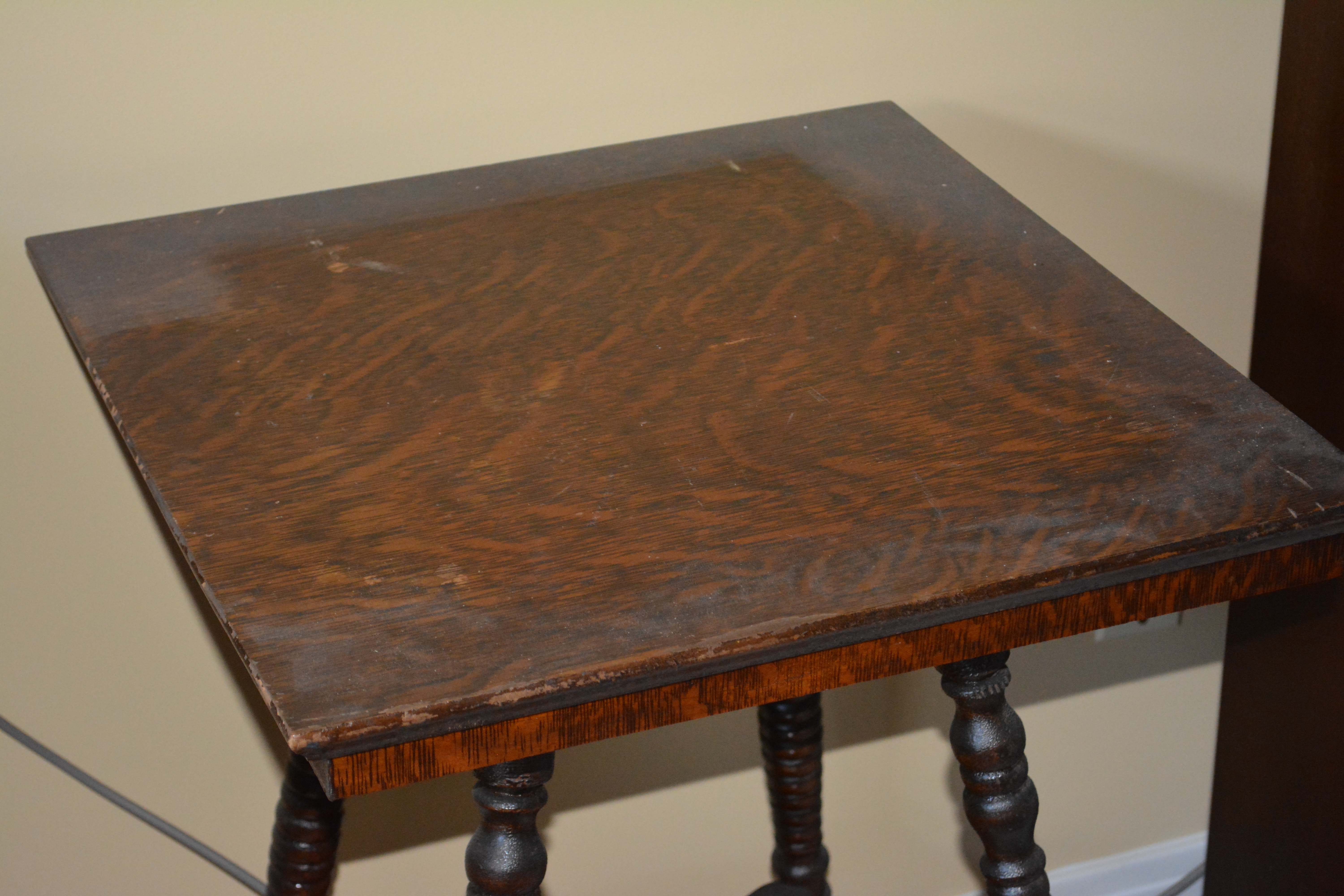 Antique Oak Square Lamp Table