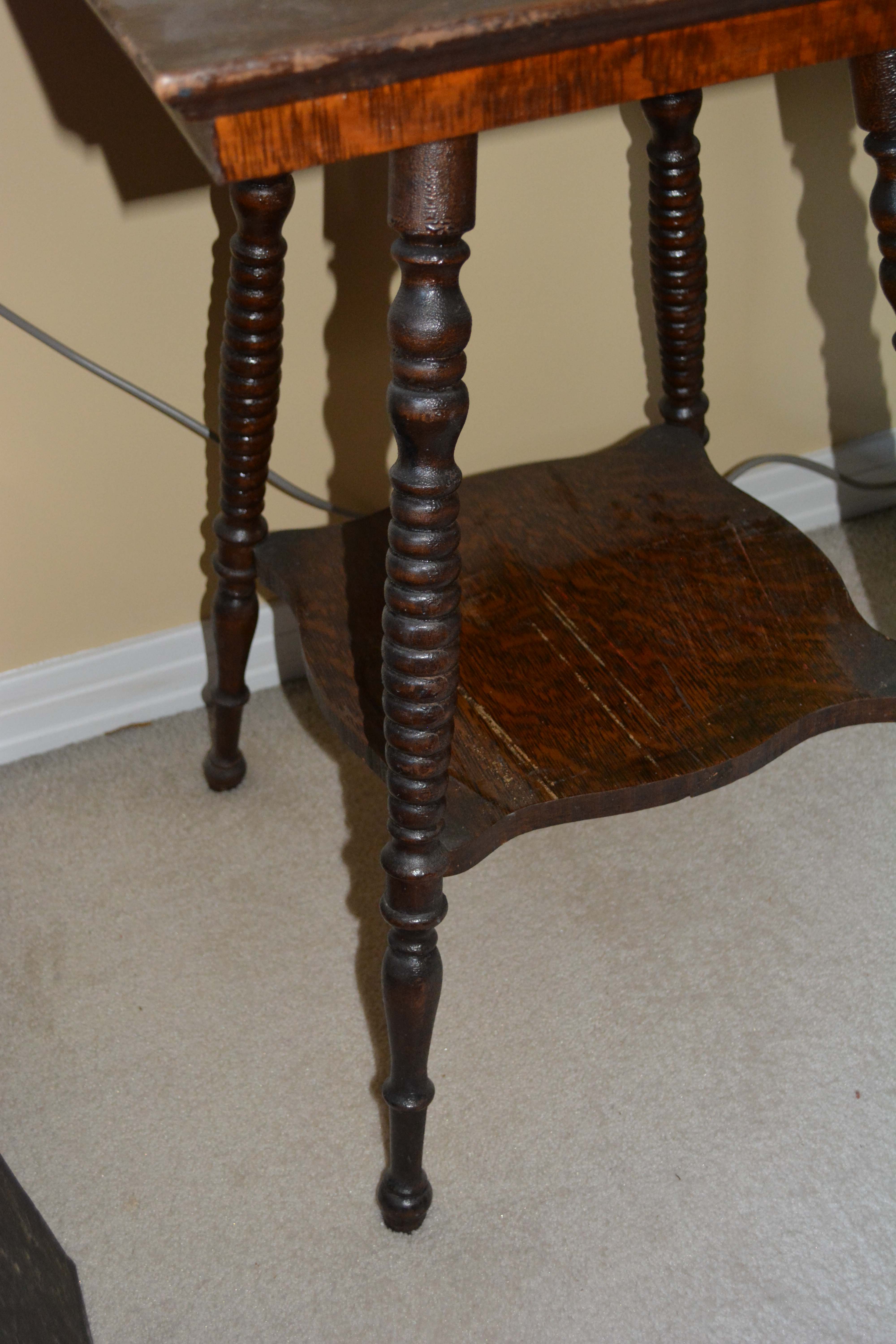 Antique Oak Square Lamp Table