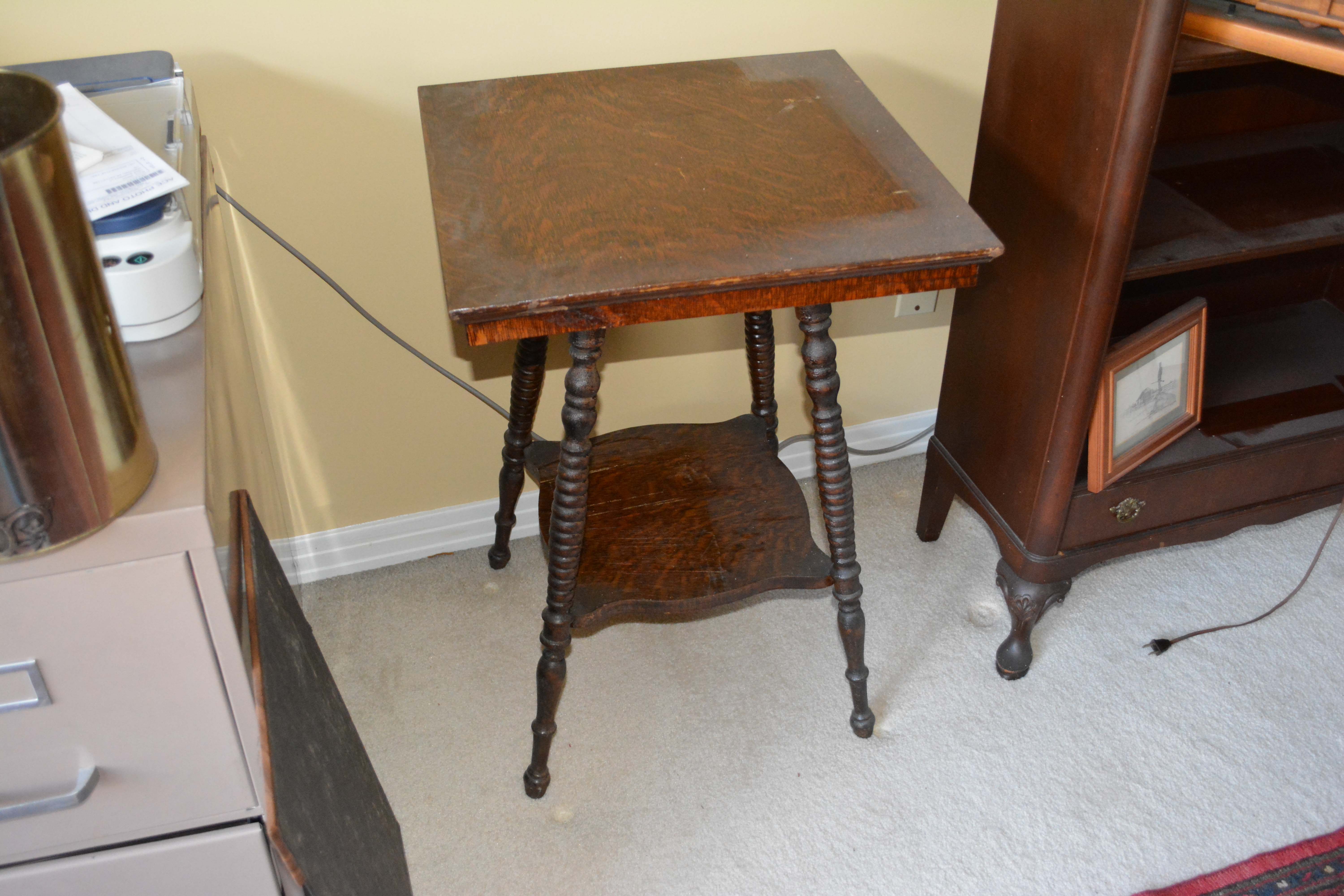 Antique Oak Square Lamp Table