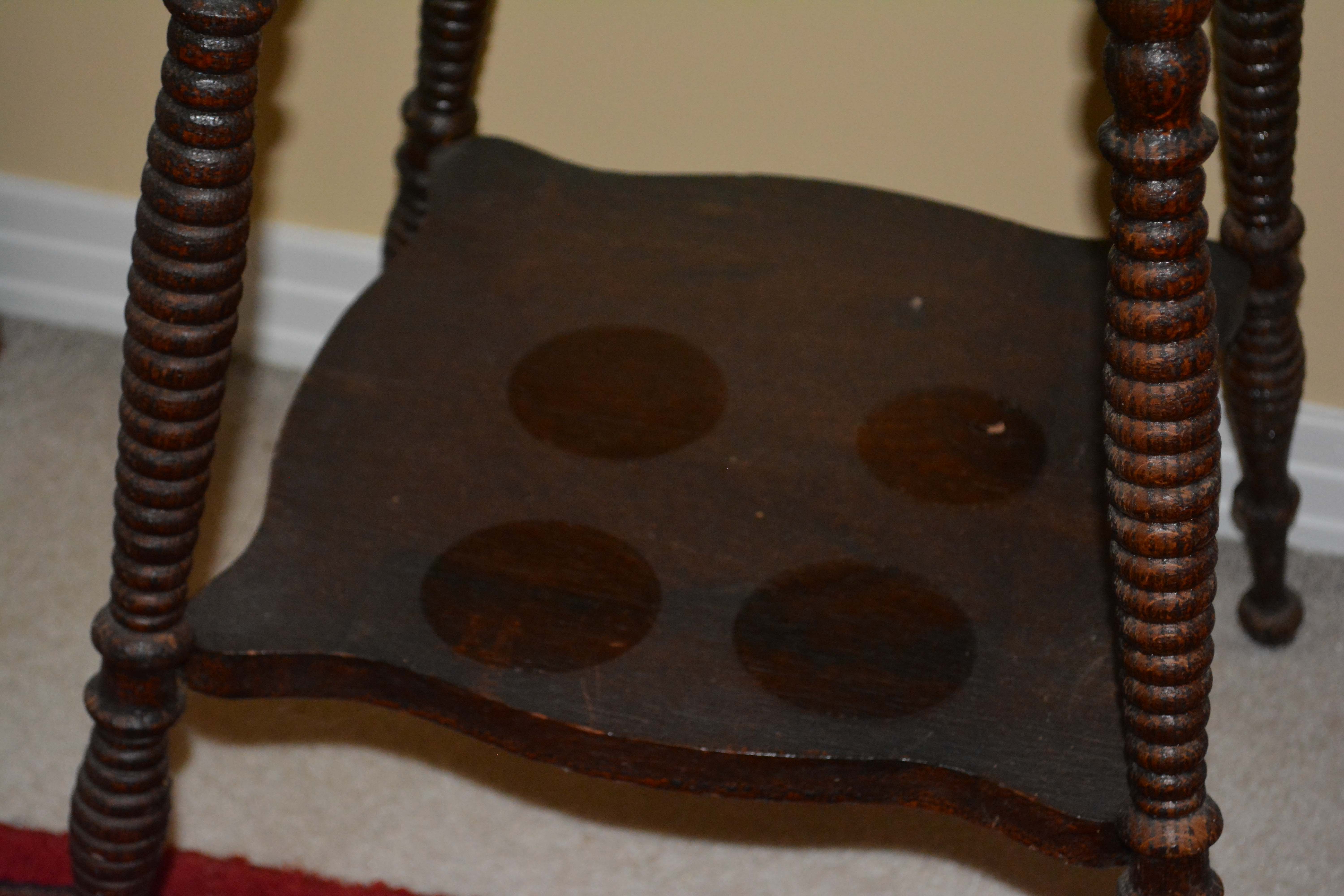 Antique Oak Square Tiered Table