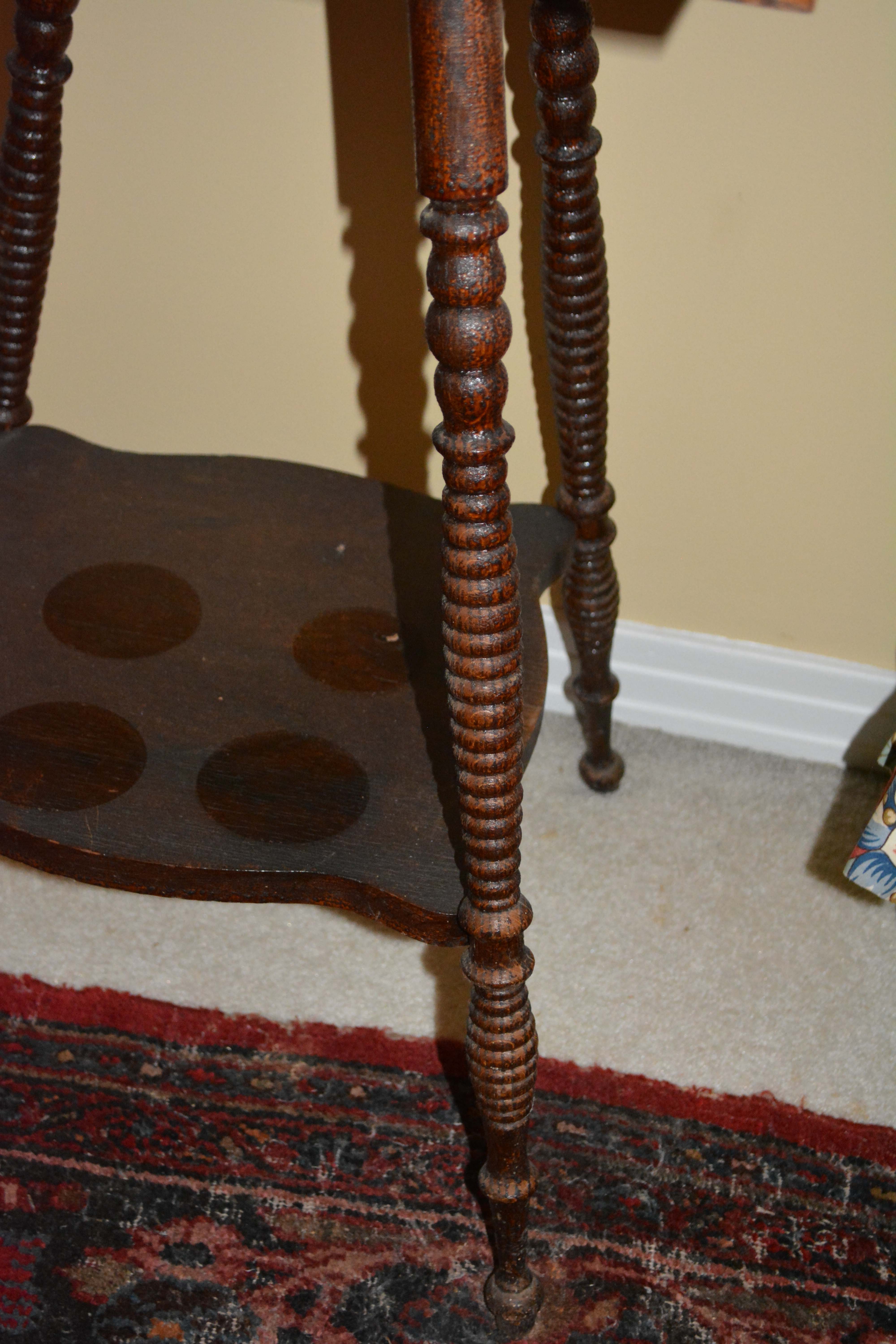 Antique Oak Square Tiered Table