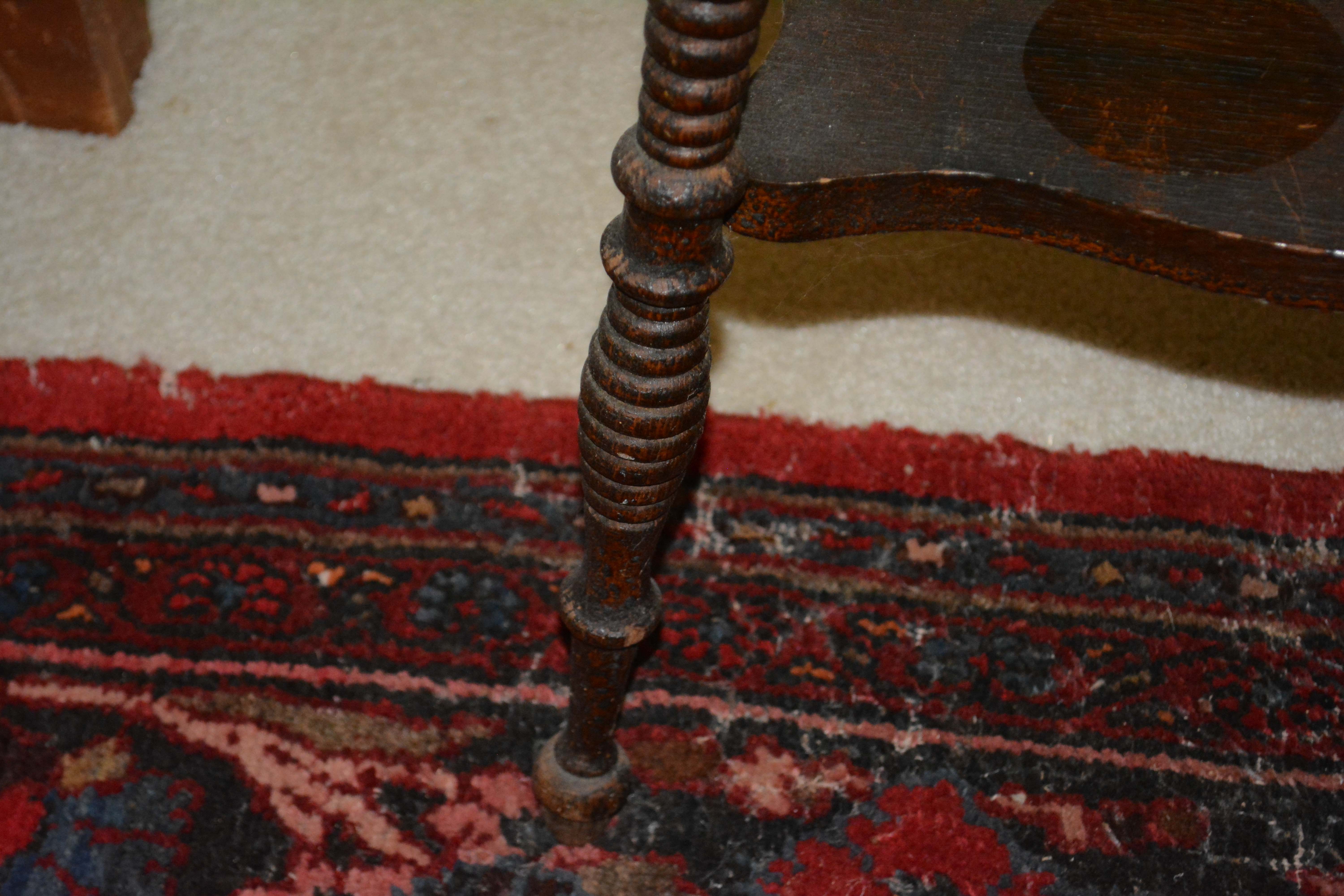 Antique Oak Square Tiered Table