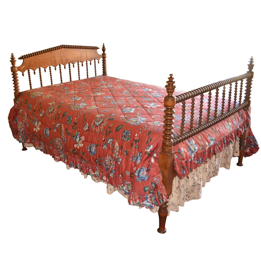 Early Victorian Maple Spool-Turned Bed Frame