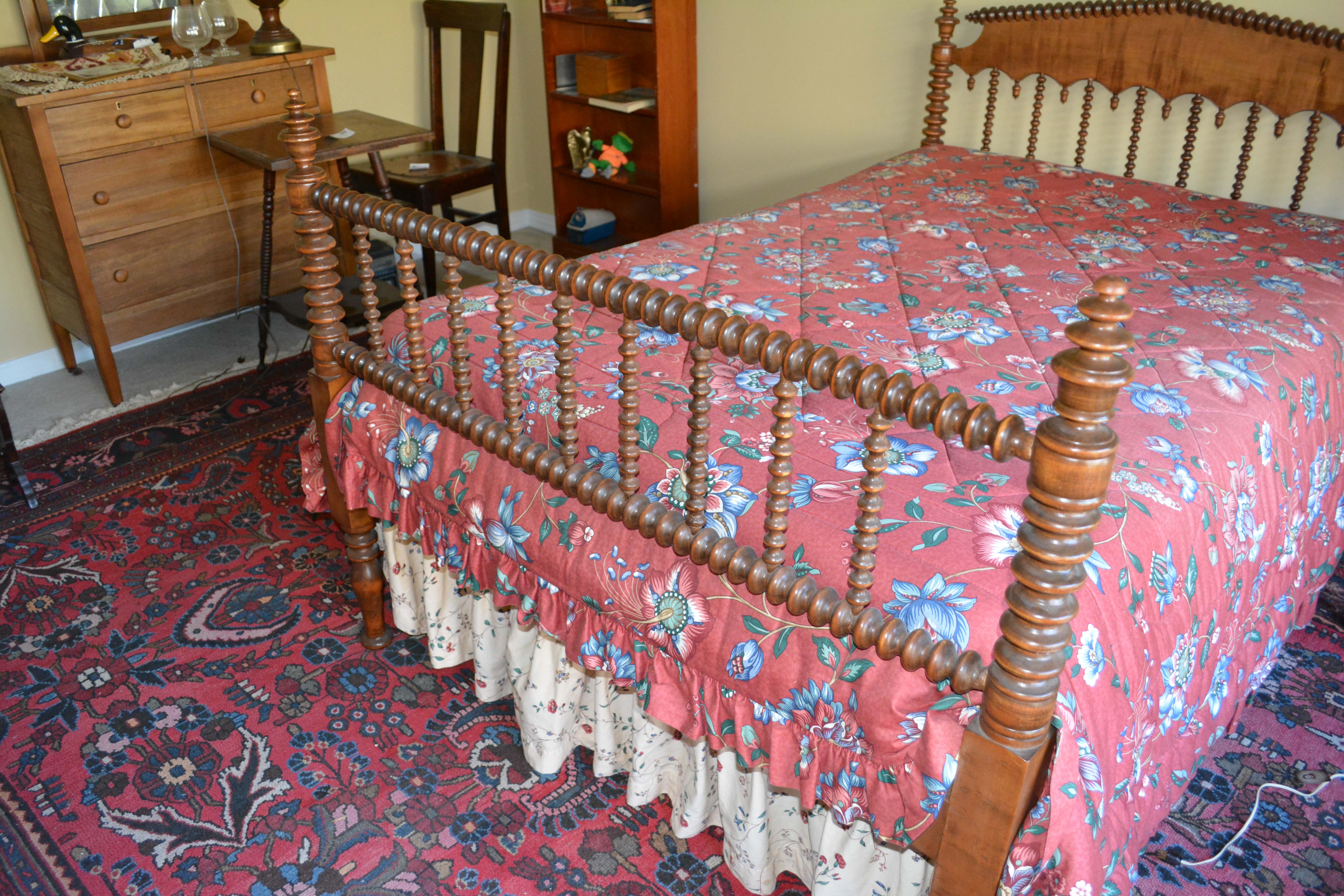 Early Victorian Maple Spool-Turned Bed Frame