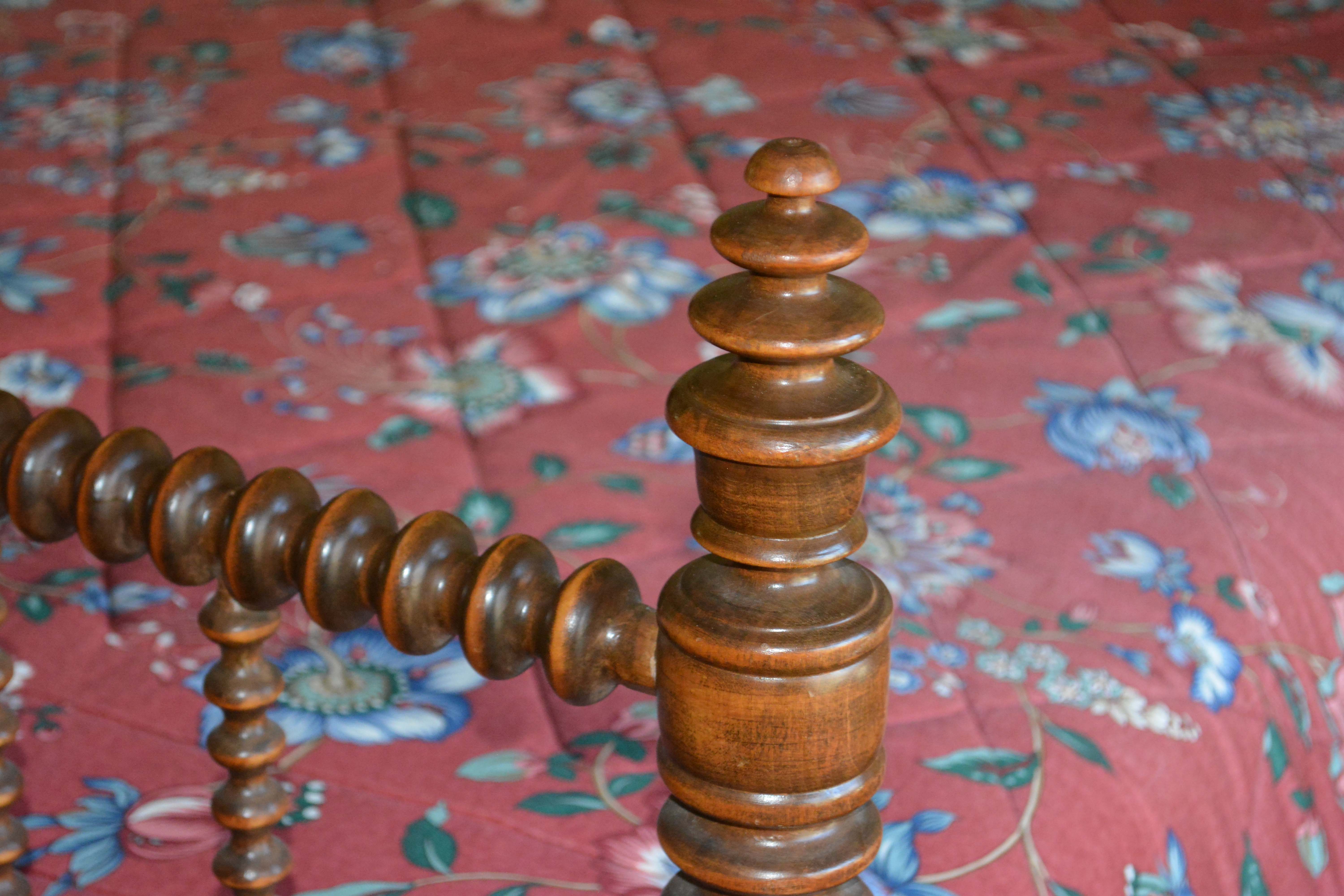 Early Victorian Maple Spool-Turned Bed Frame