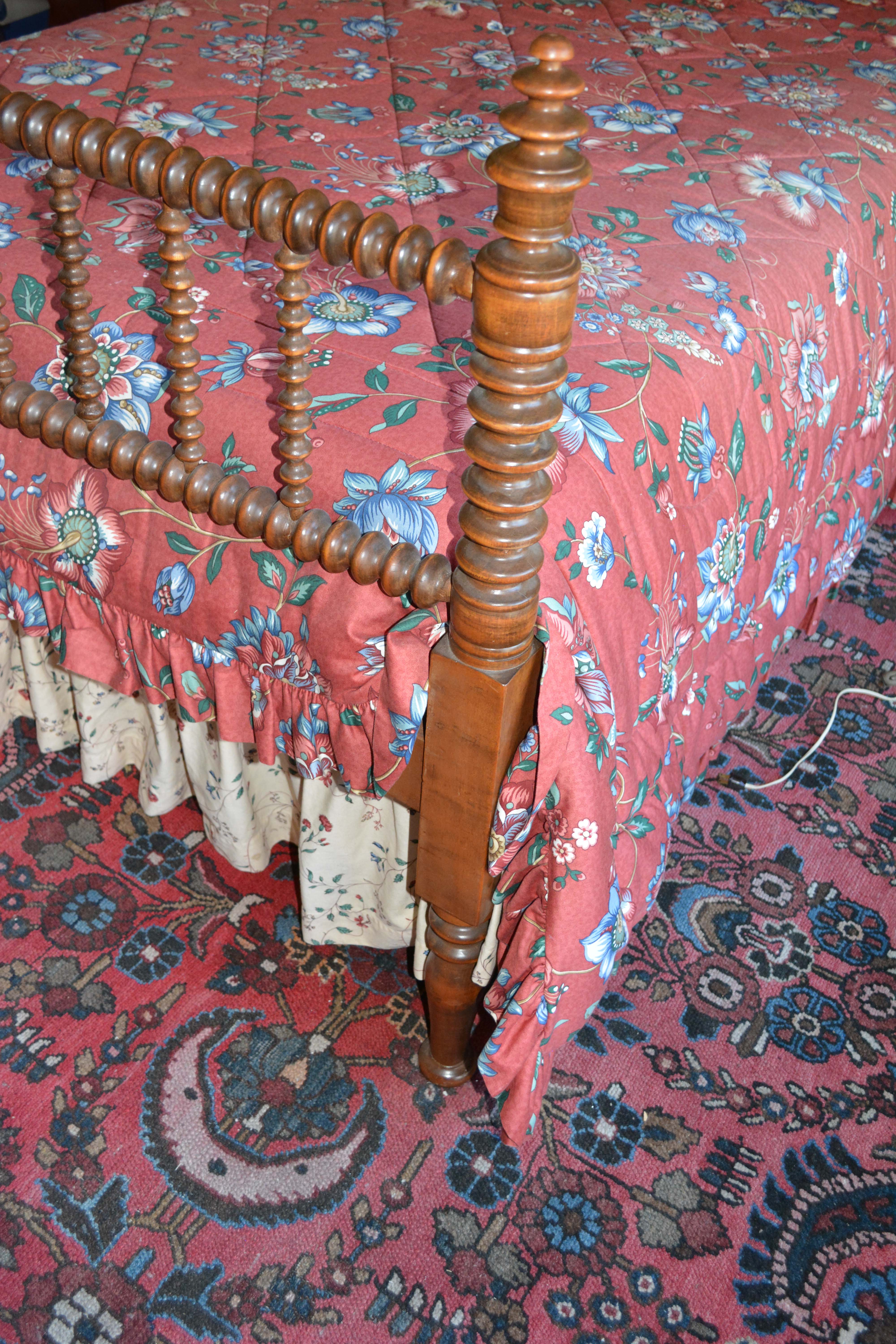 Early Victorian Maple Spool-Turned Bed Frame