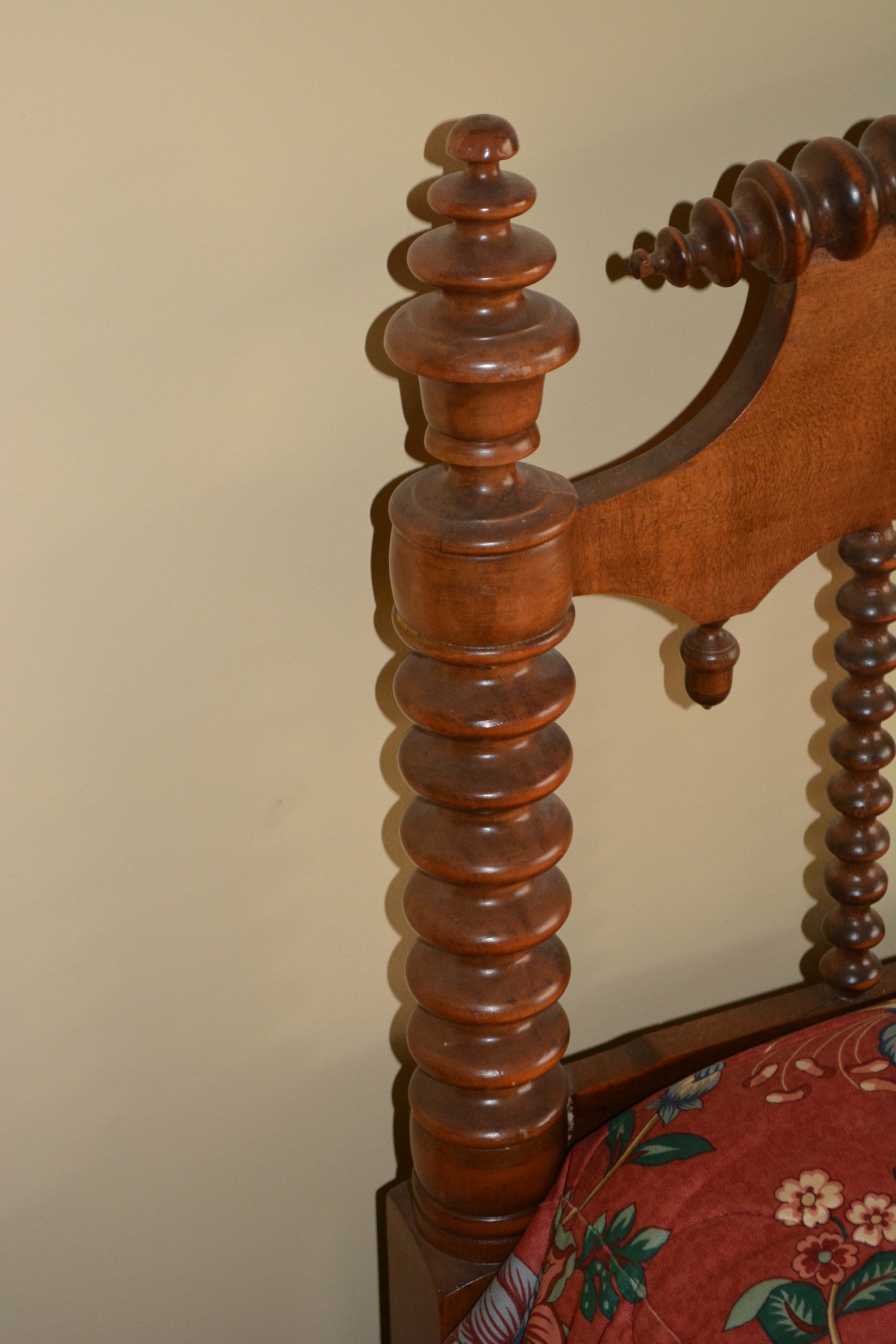 Early Victorian Maple Spool-Turned Bed Frame