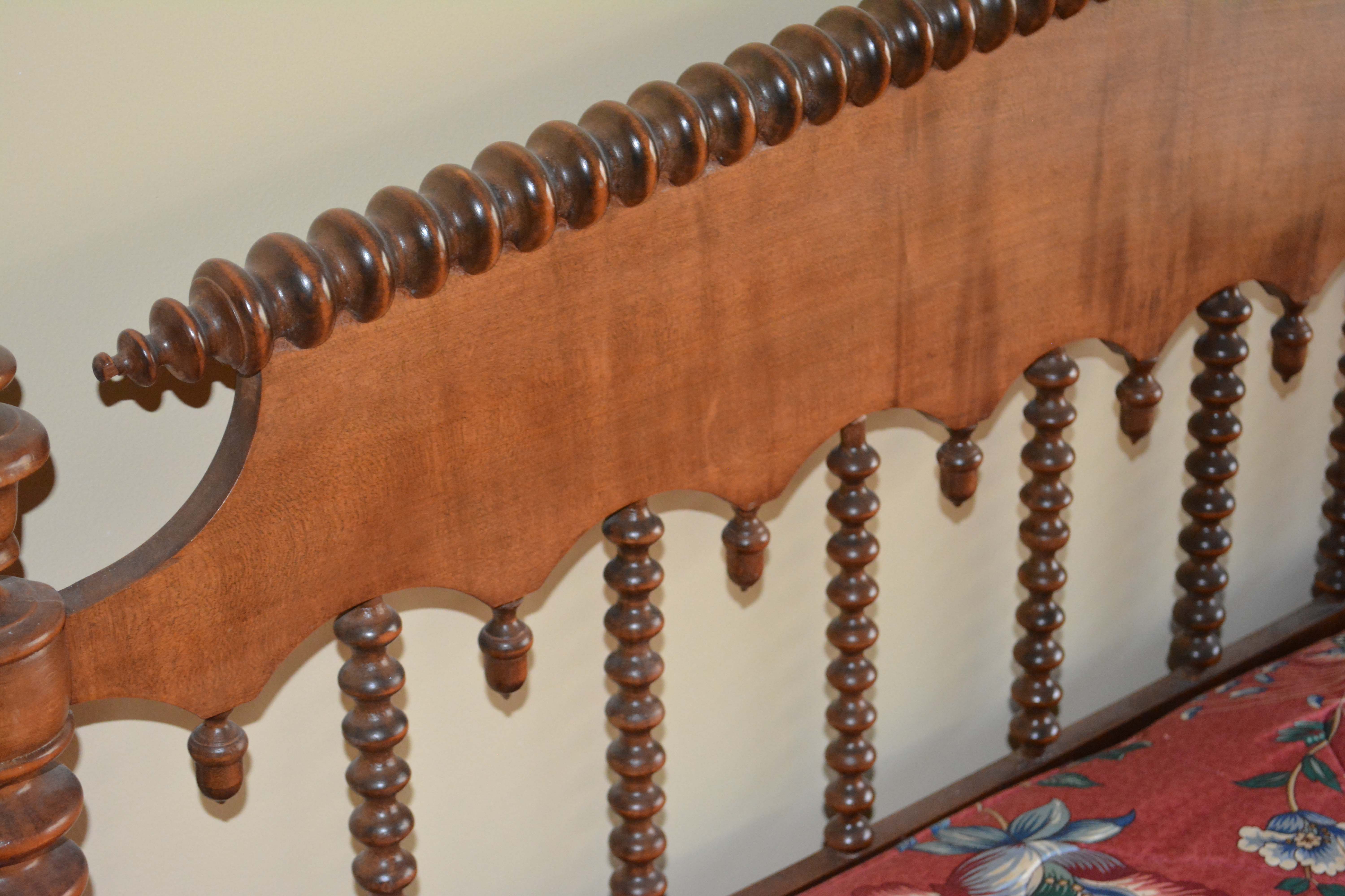 Early Victorian Maple Spool-Turned Bed Frame