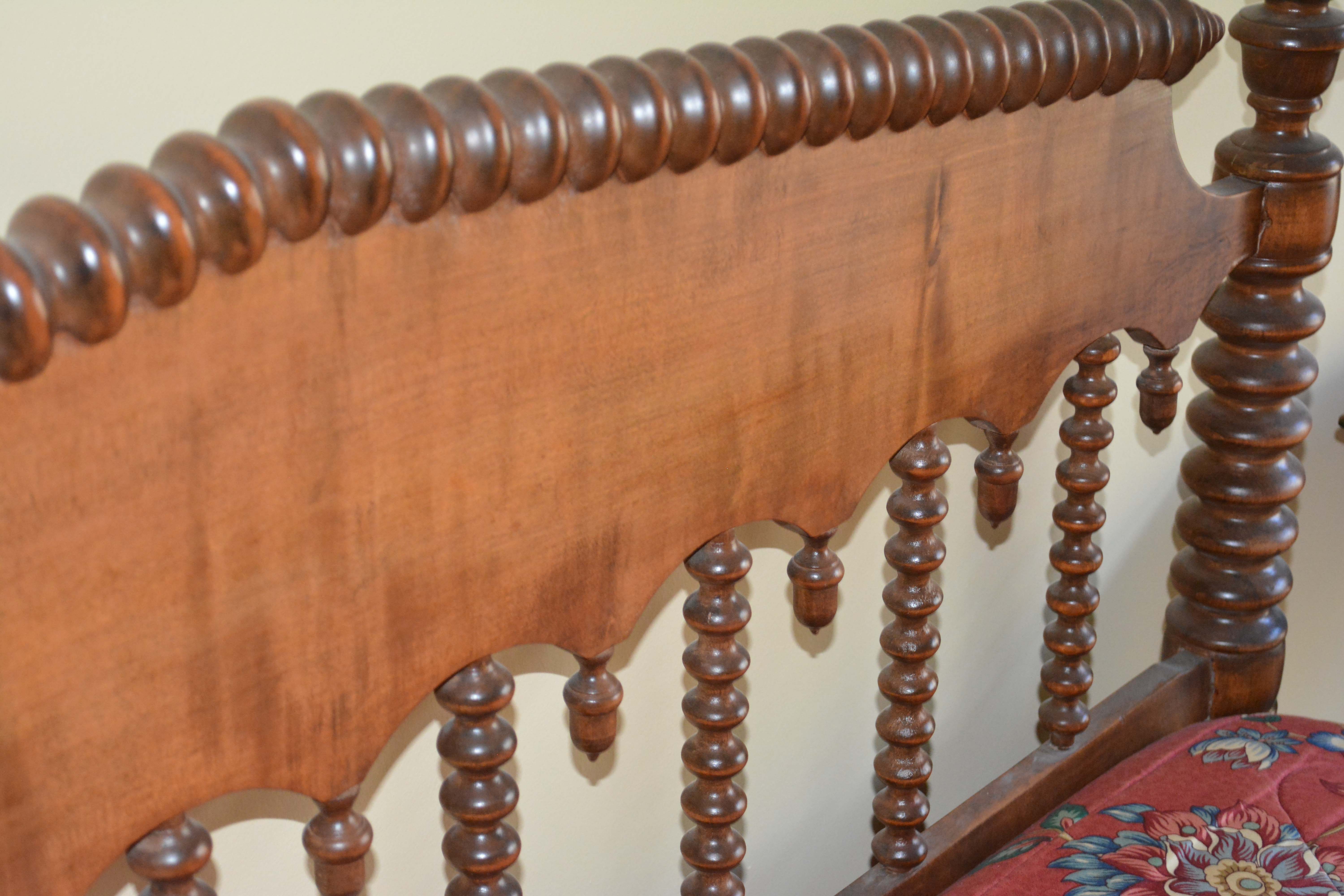 Early Victorian Maple Spool-Turned Bed Frame