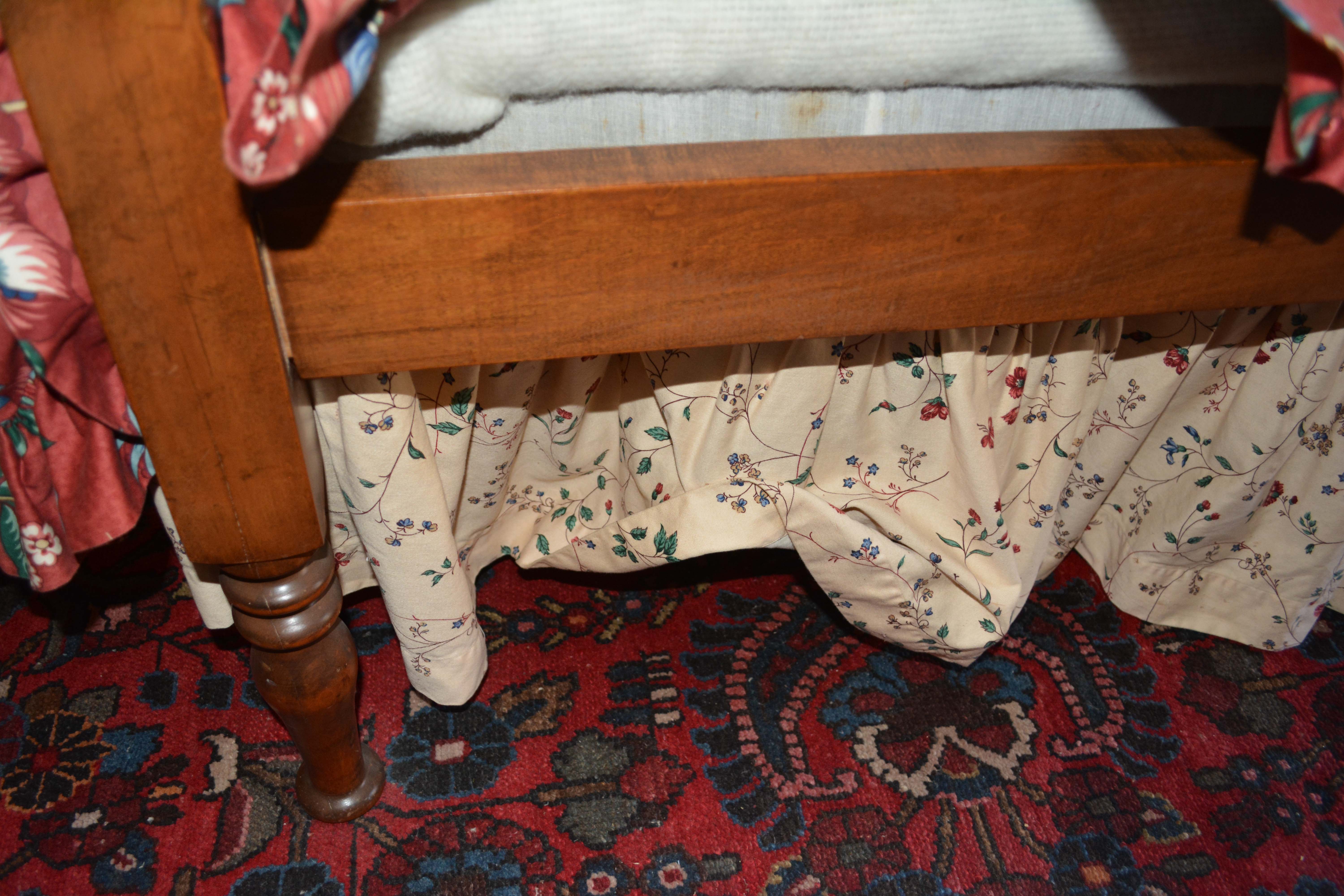 Early Victorian Maple Spool-Turned Bed Frame