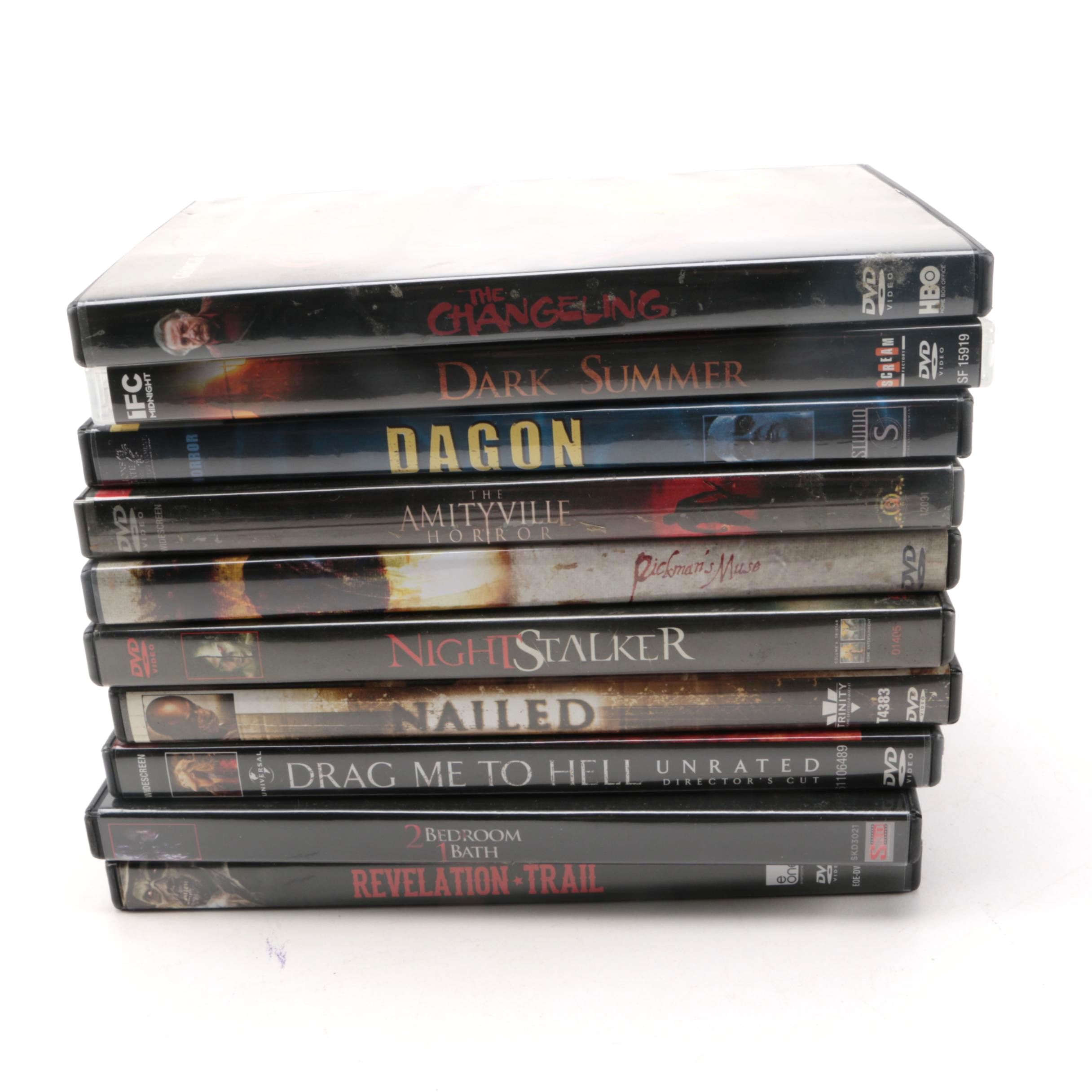 Horror Movie DVDs Including "The Amityville Horror" and "The Changeling"