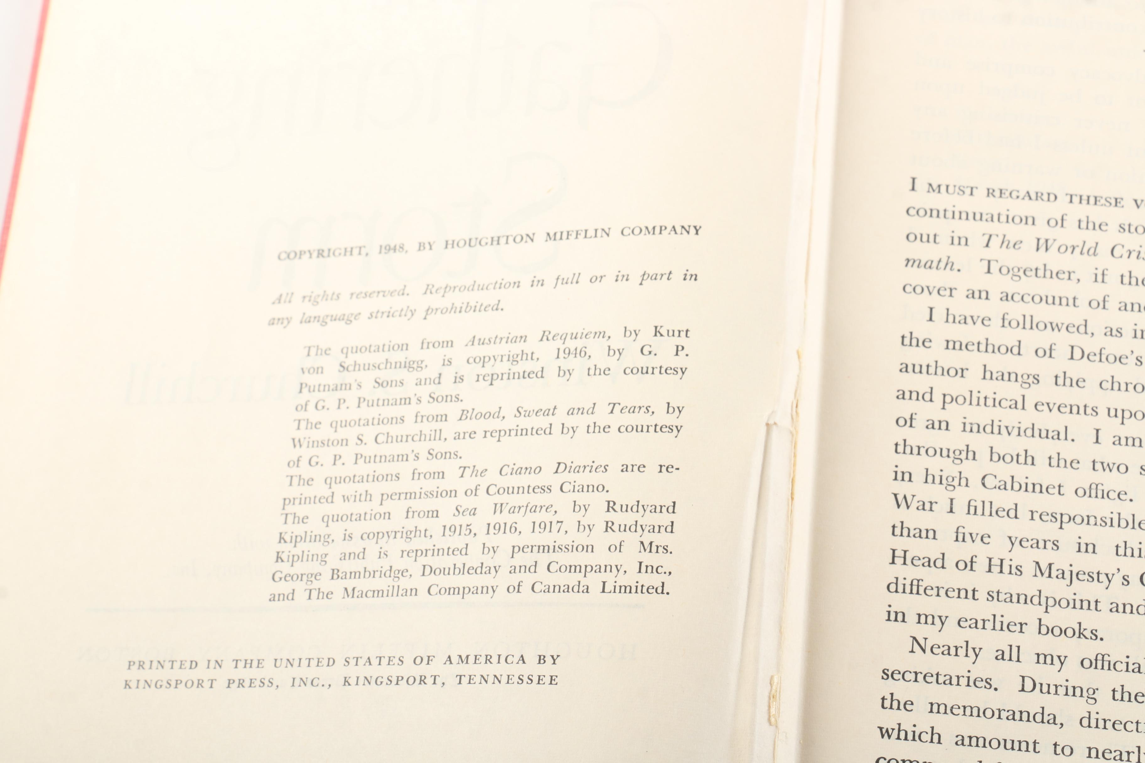 1948 "The Second World War" in Six Volumes by Winston Churchill