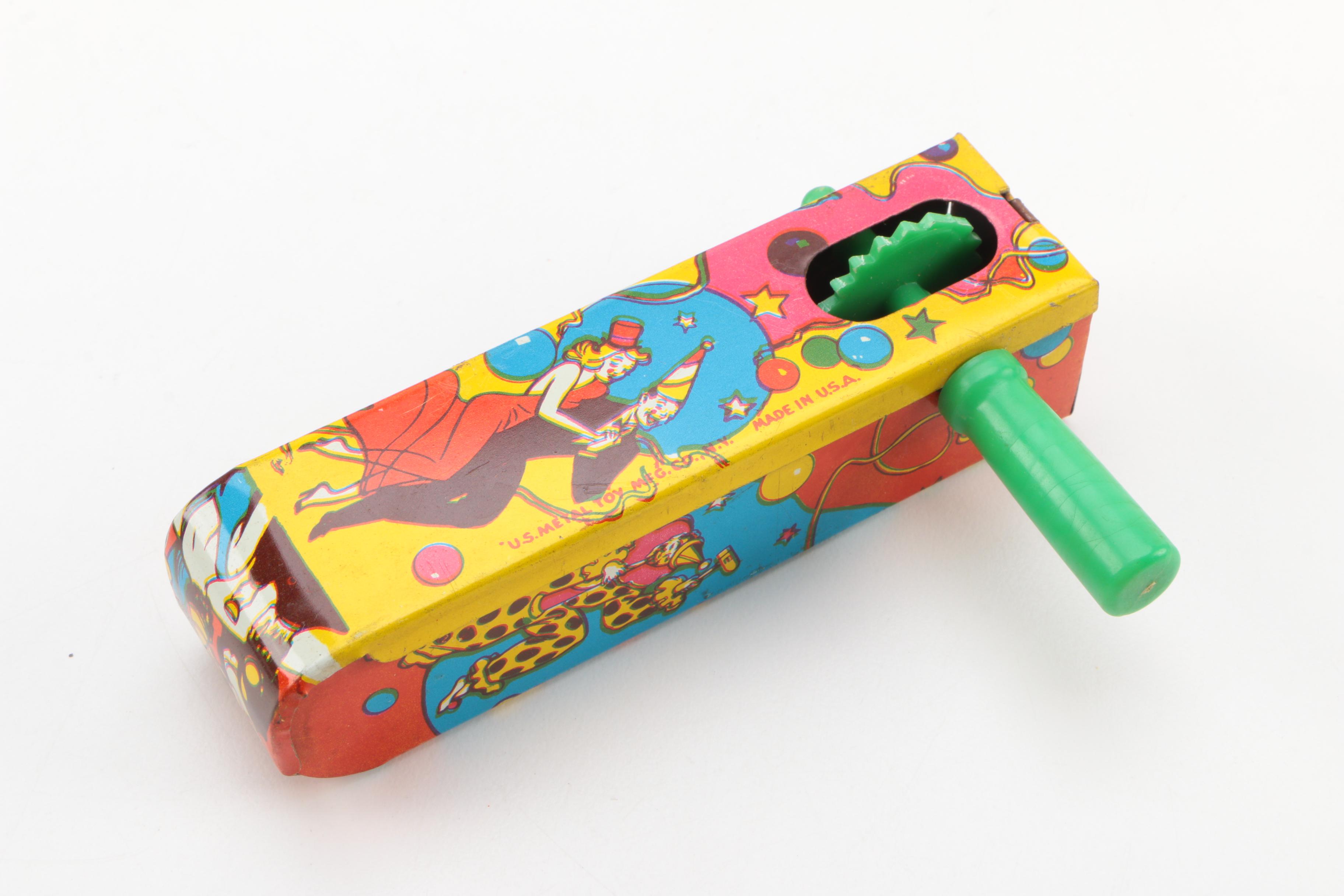 Mid Century Tin Litho Noisemakers and Toys Including Mickey Mouse