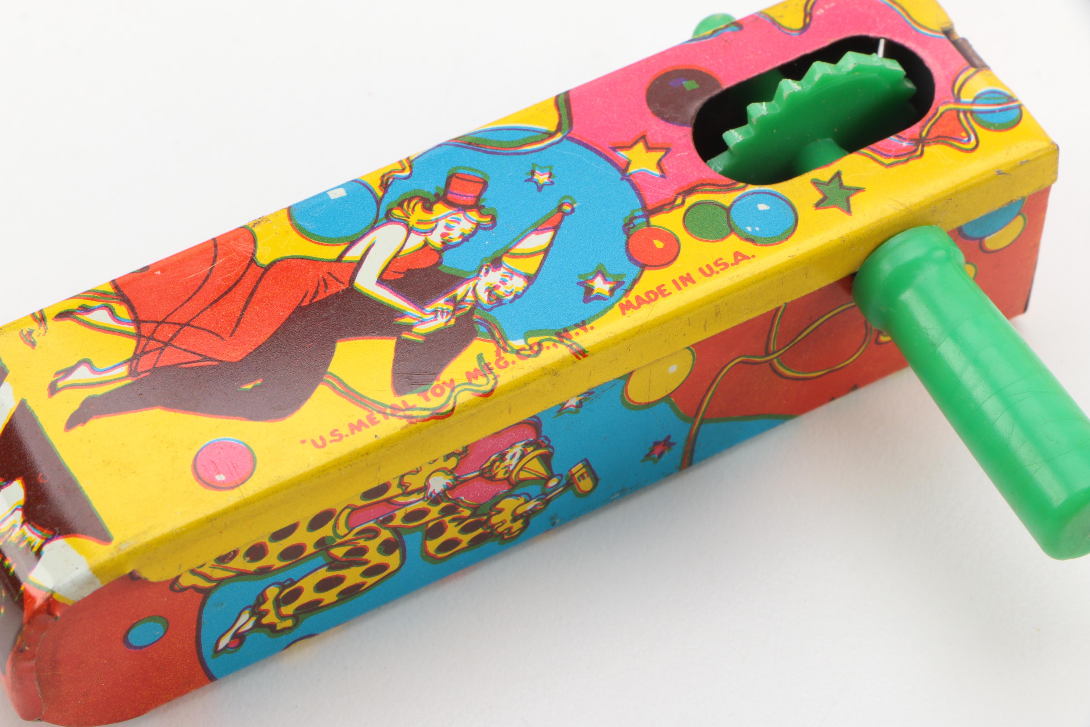 Mid Century Tin Litho Noisemakers and Toys Including Mickey Mouse