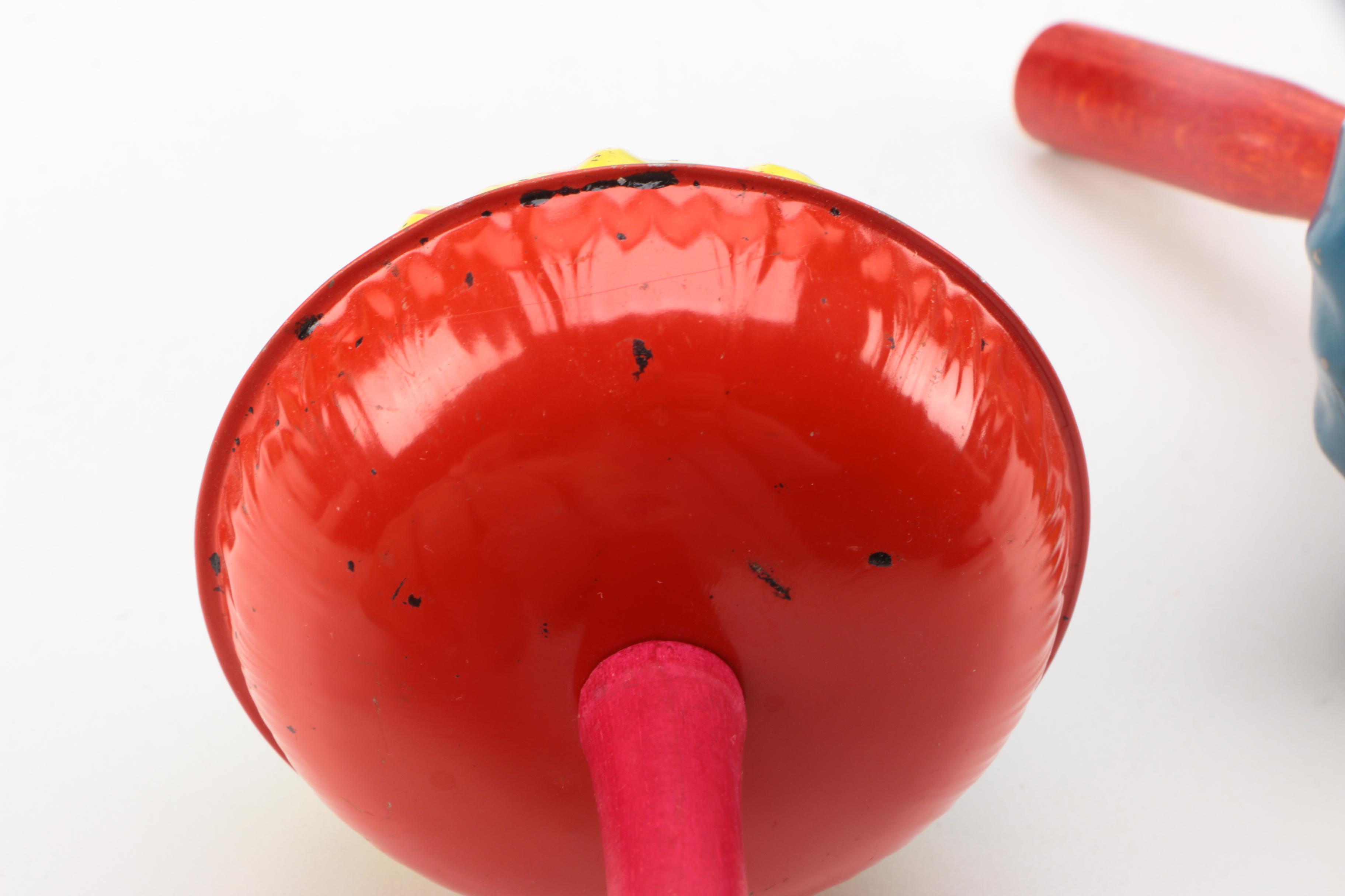 Mid Century Tin Litho Noisemakers and Toys Including Mickey Mouse