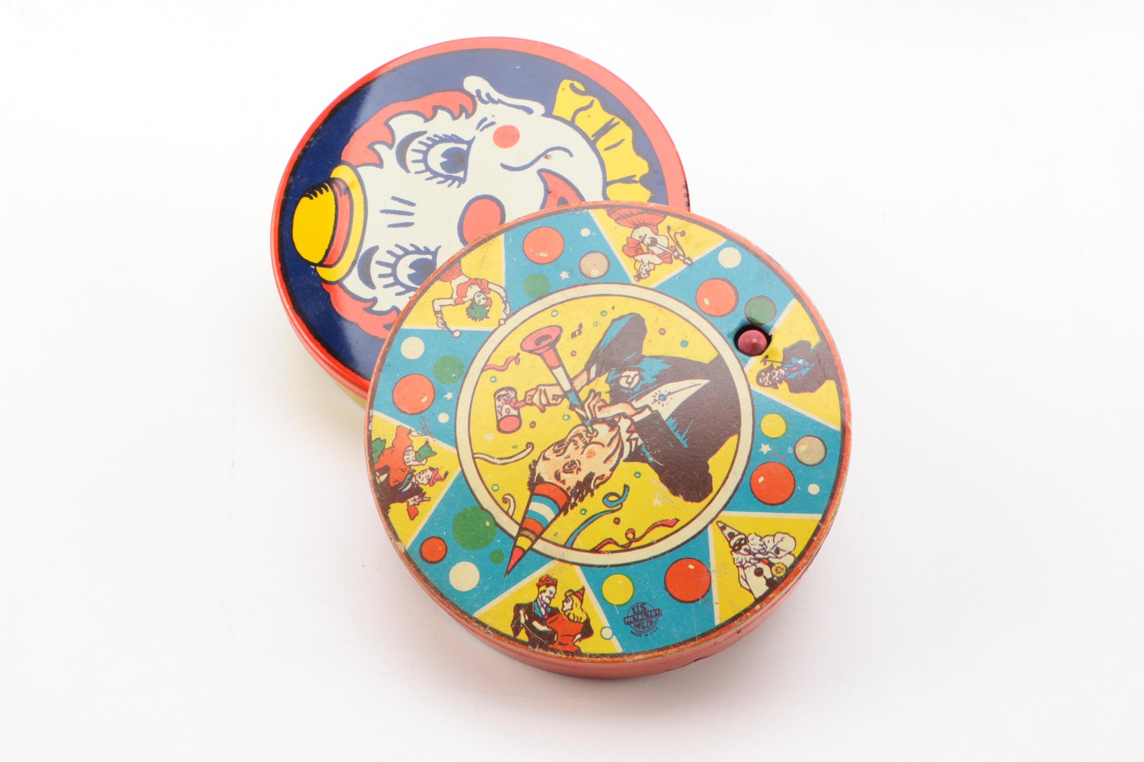 Mid Century Tin Litho Noisemakers and Toys Including Mickey Mouse