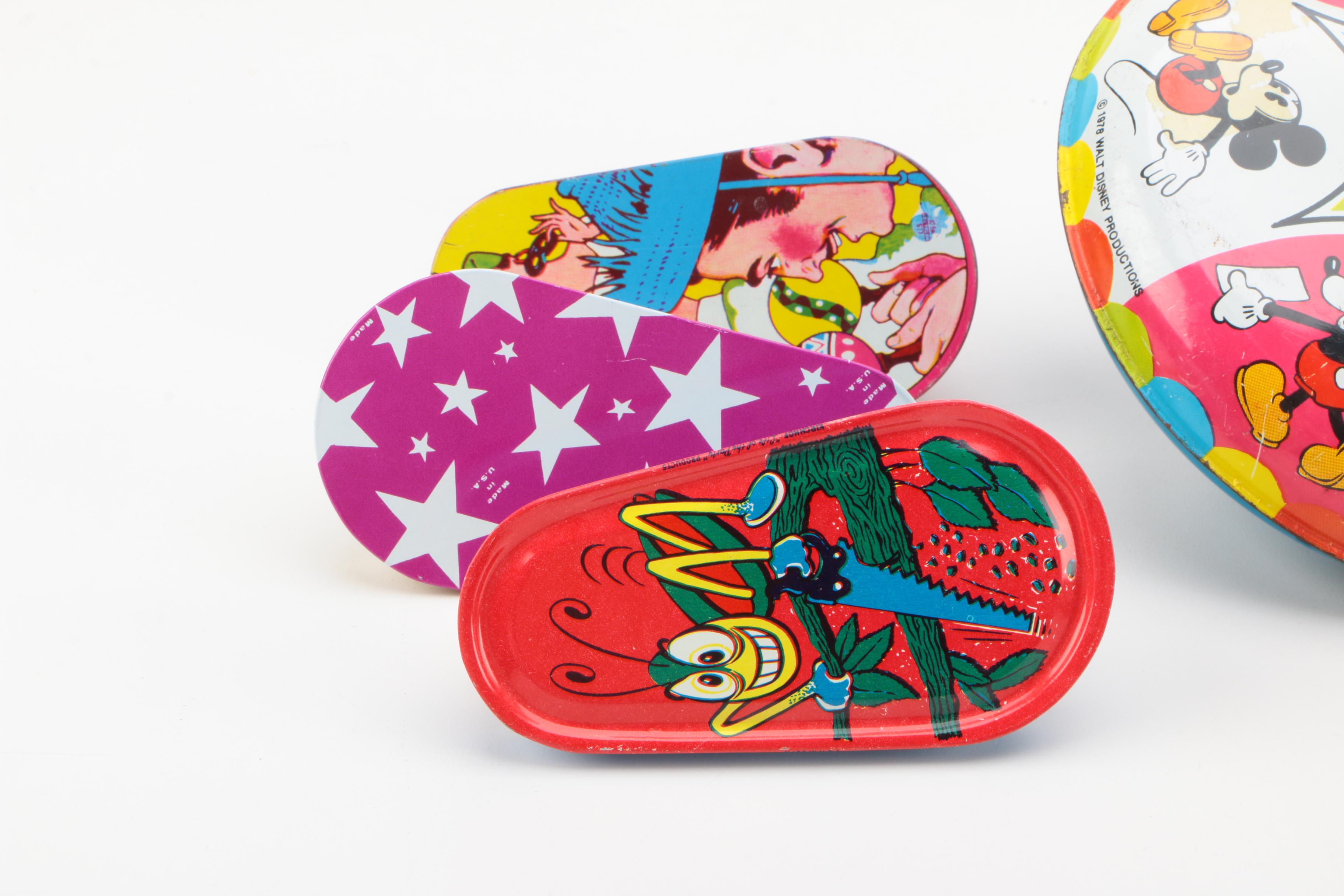 Mid Century Tin Litho Noisemakers and Toys Including Mickey Mouse