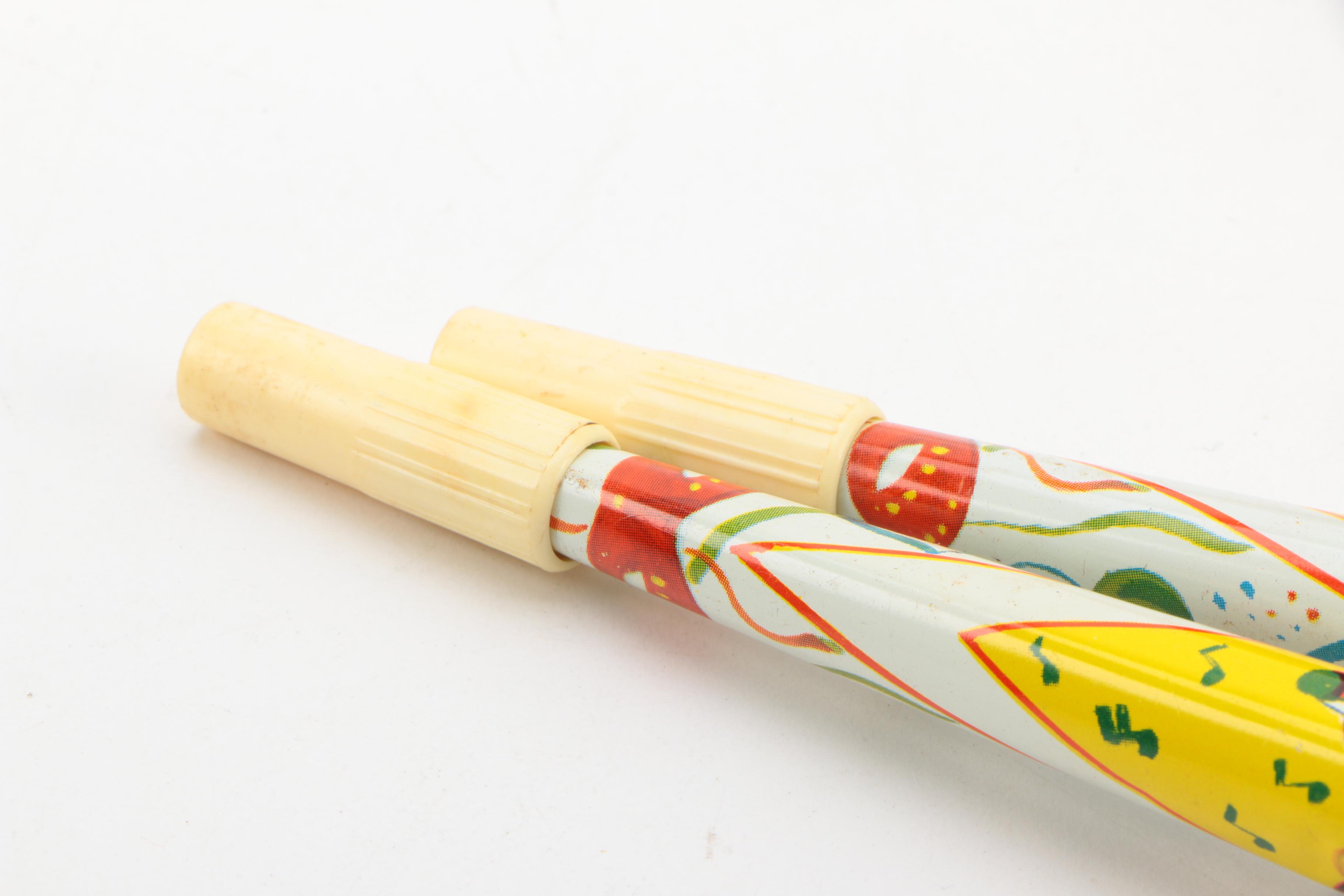 Mid Century Tin Litho Noisemakers and Toys Including Mickey Mouse