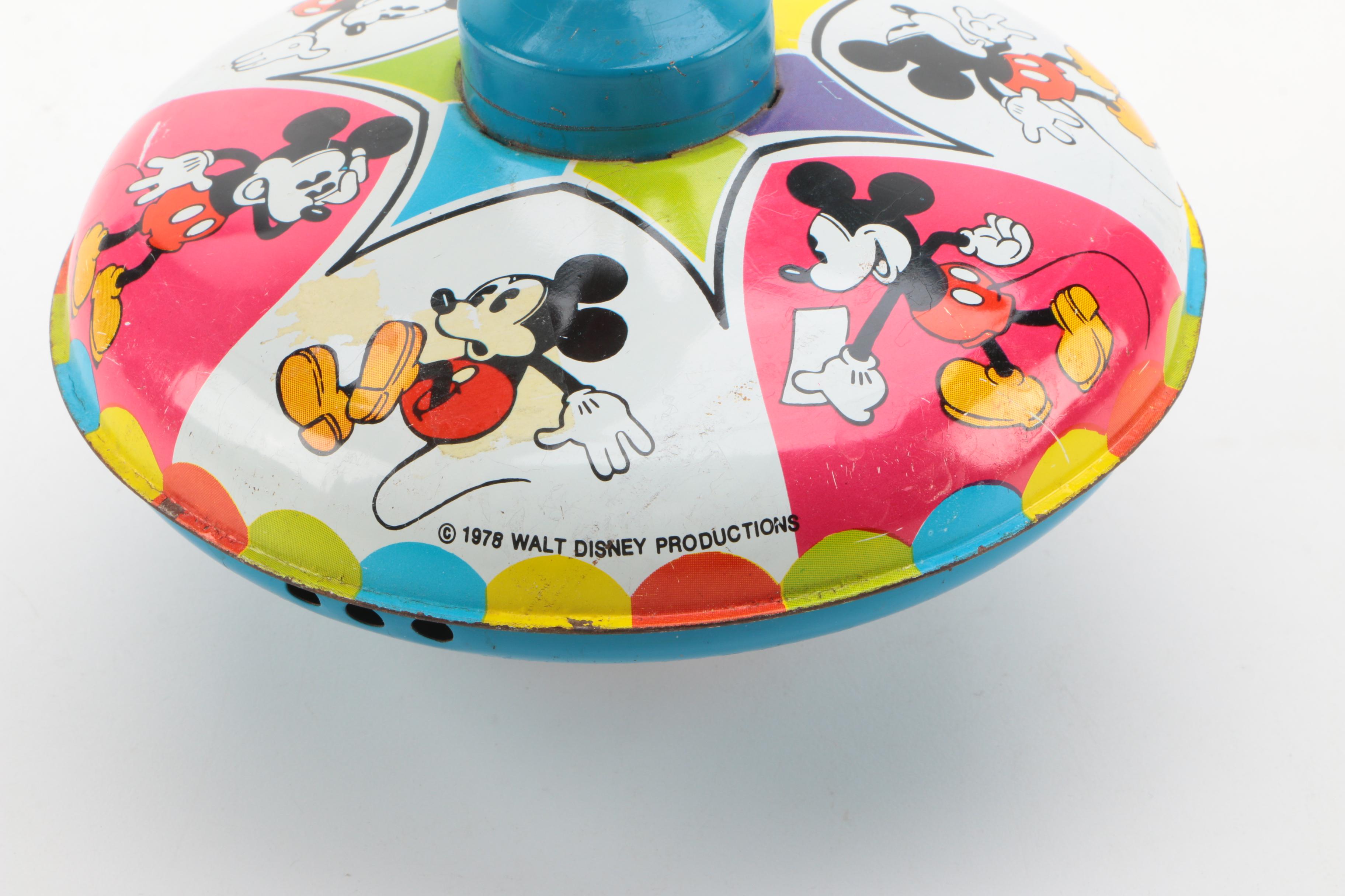 Mid Century Tin Litho Noisemakers and Toys Including Mickey Mouse