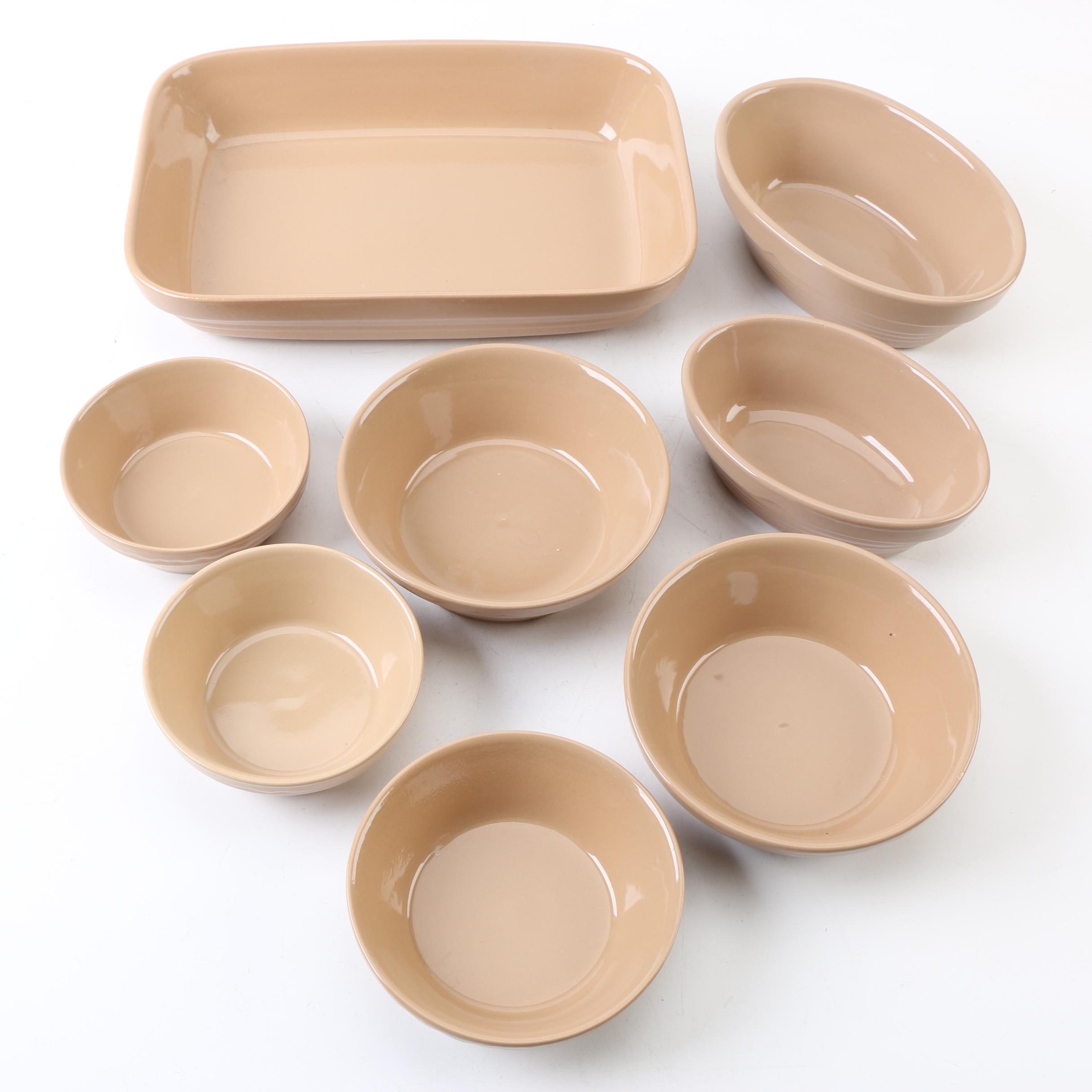 Mason Cash Light Brown Glaze Ceramic Mixing Bowls and Baking Dish