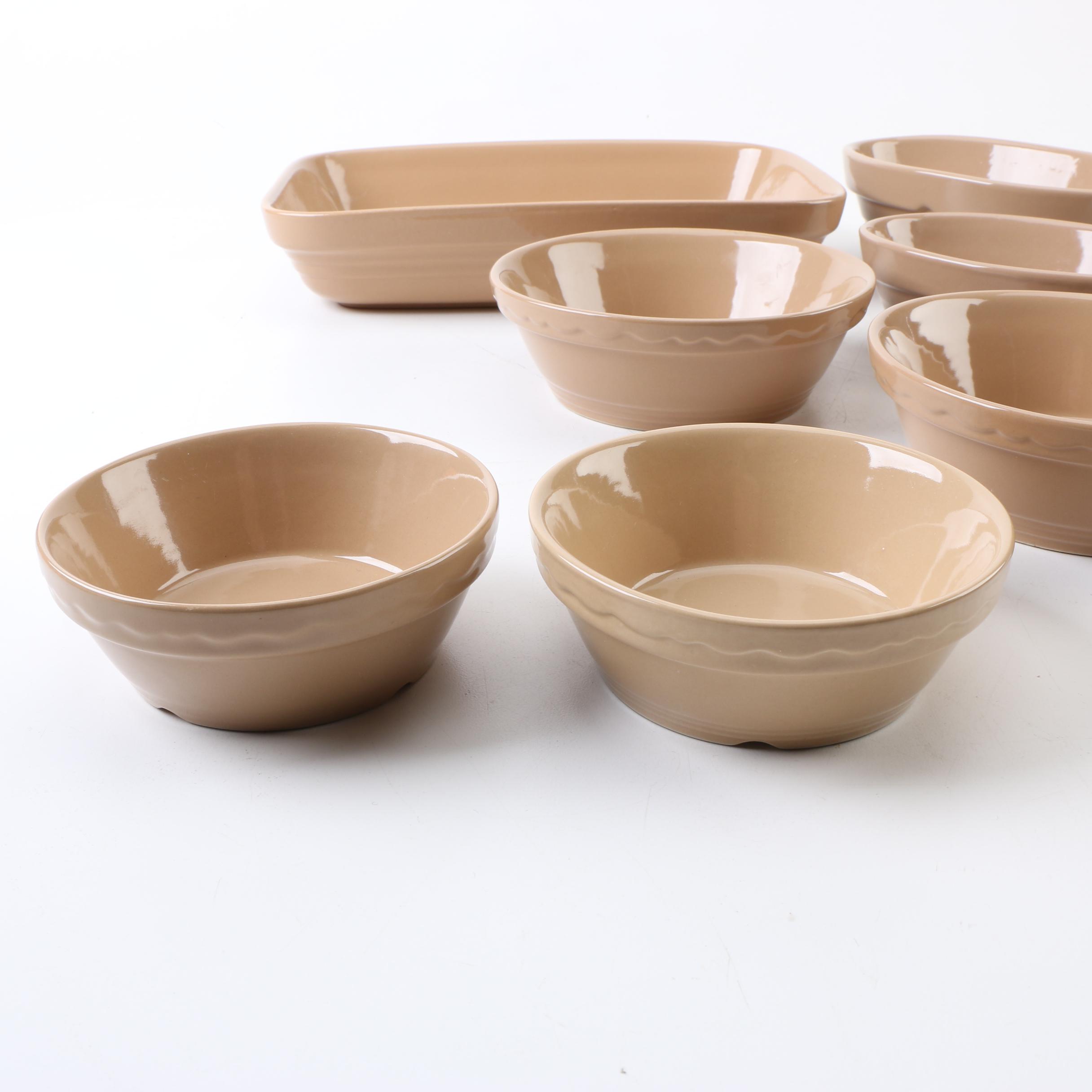 Mason Cash Light Brown Glaze Ceramic Mixing Bowls and Baking Dish