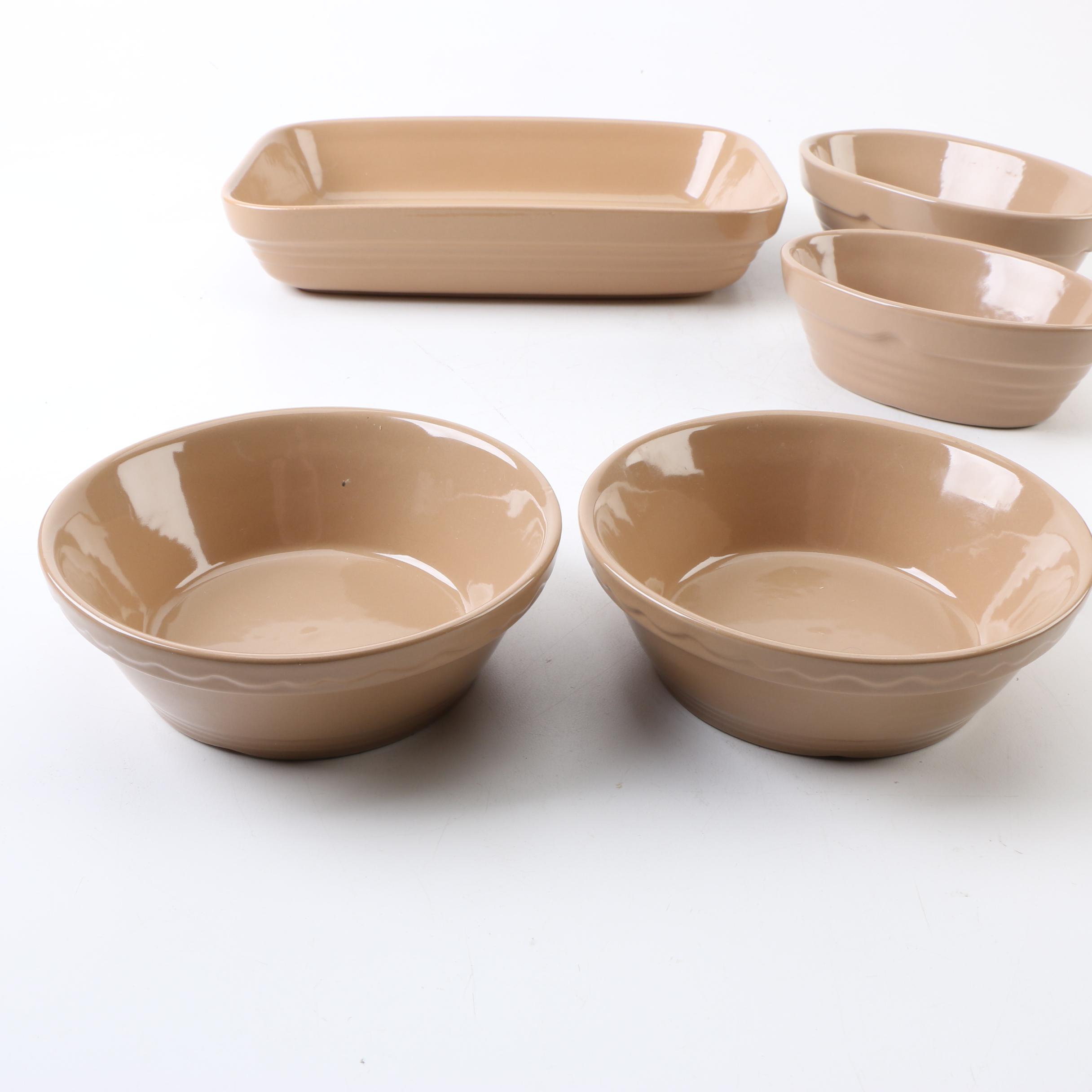 Mason Cash Light Brown Glaze Ceramic Mixing Bowls and Baking Dish