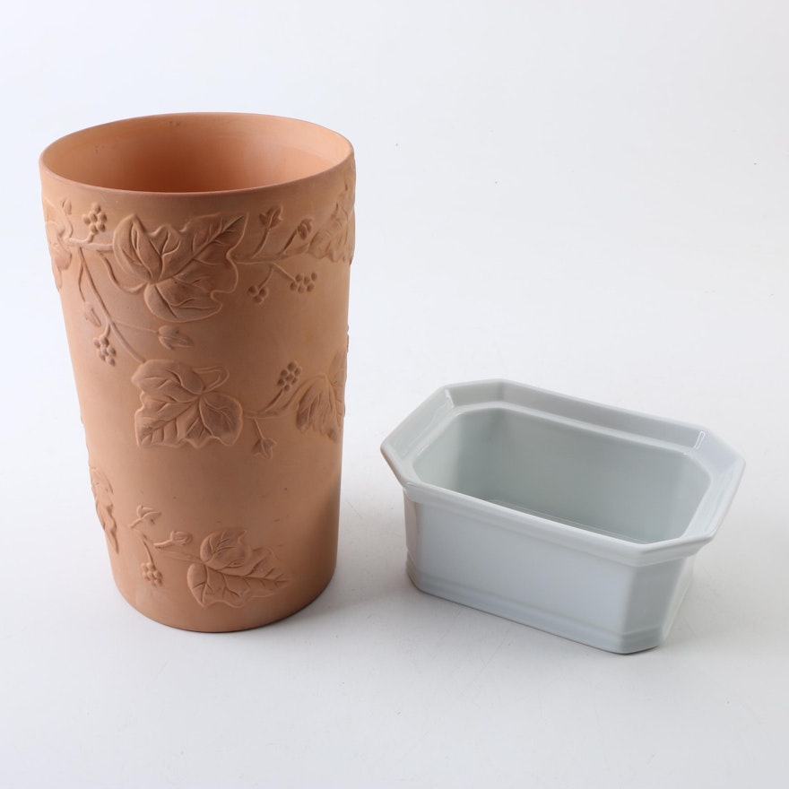 Apilco French Porcelain Terrine and Terracotta Wine Cooler