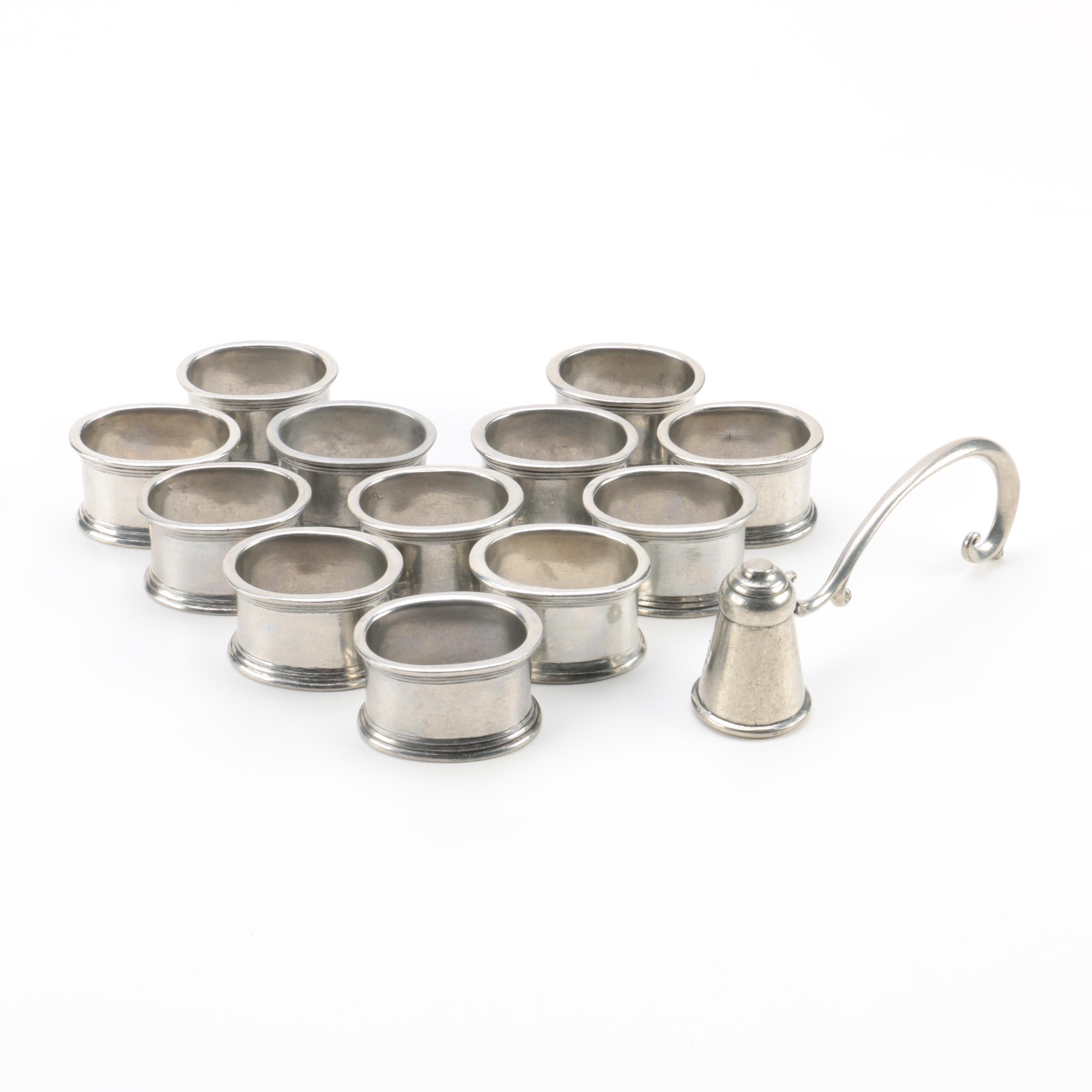Pierre Deux Pewter Napkin Rings with Snuffer