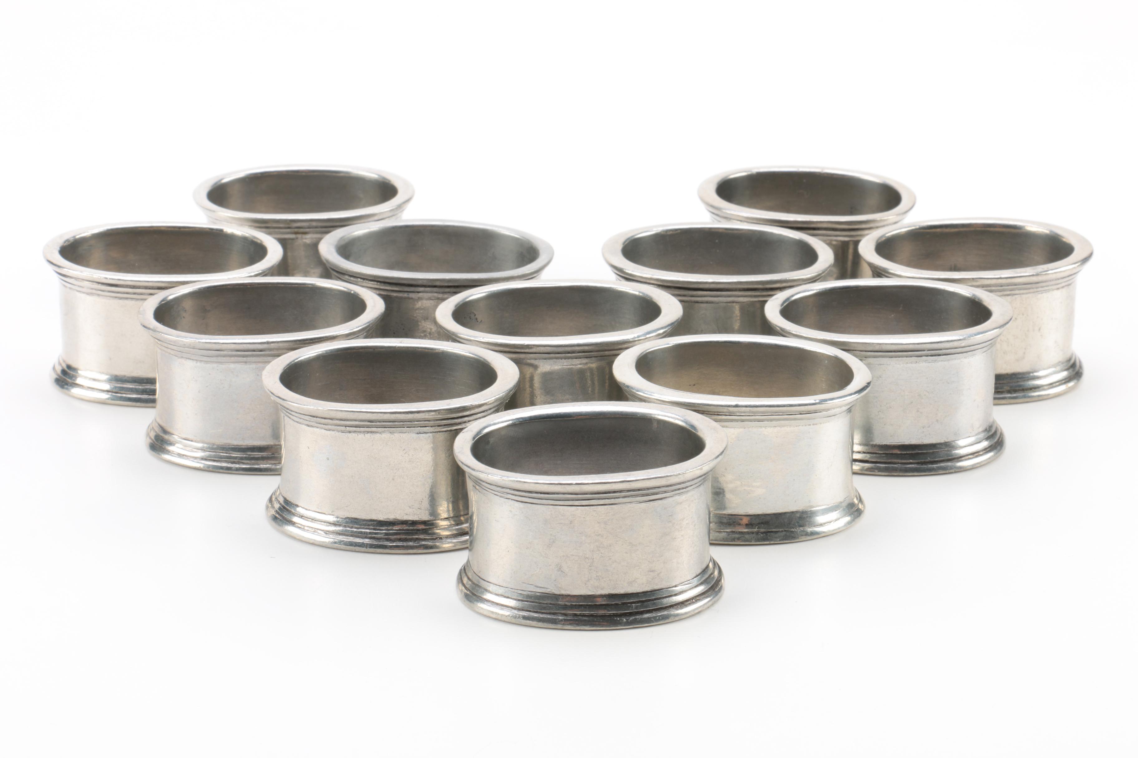 Pierre Deux Pewter Napkin Rings with Snuffer
