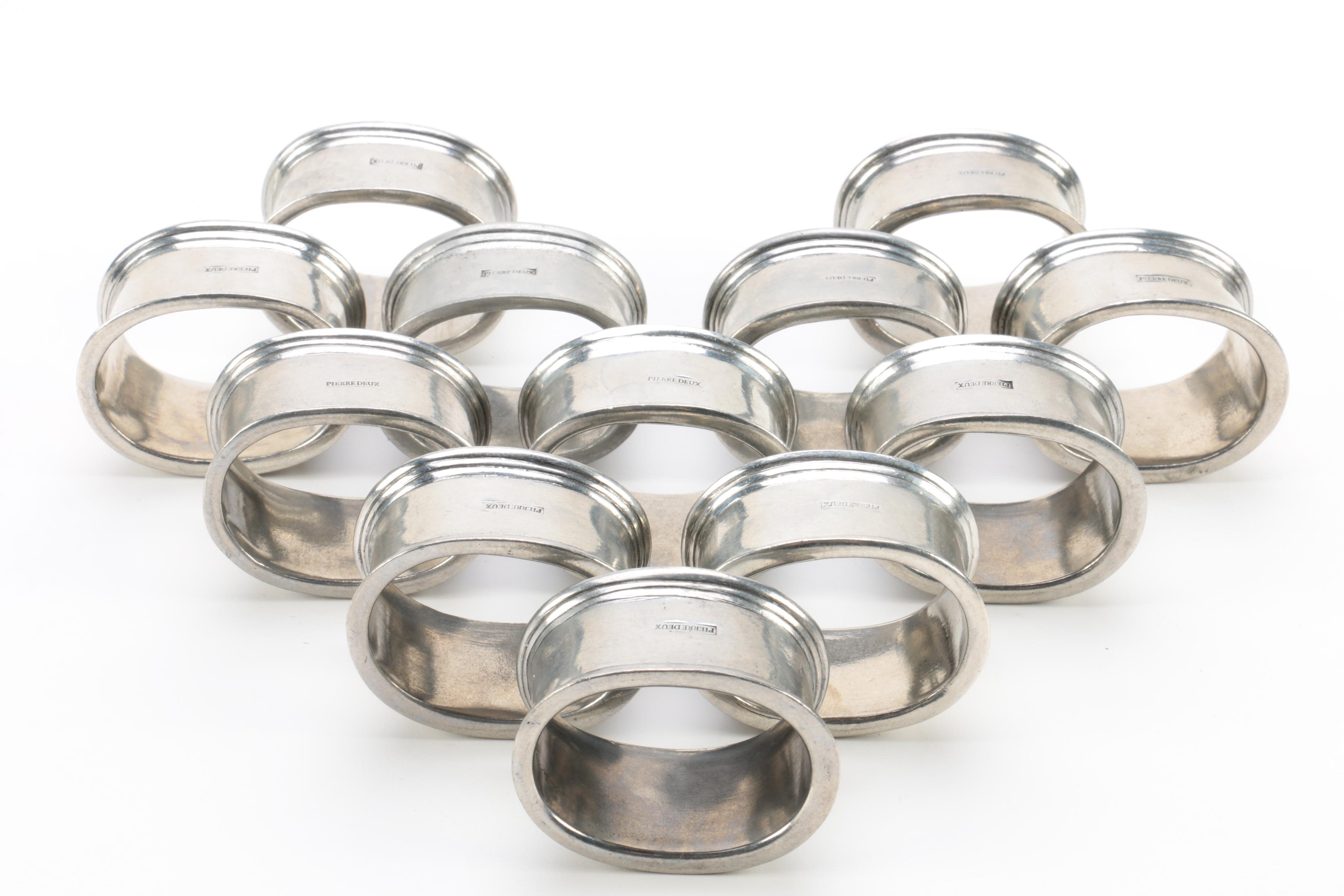 Pierre Deux Pewter Napkin Rings with Snuffer