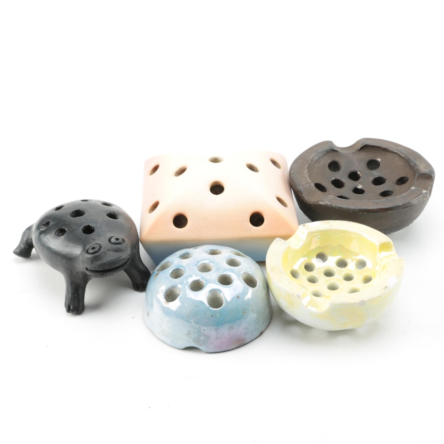 Ceramic Flower Frogs including Doña Rosa Blackware