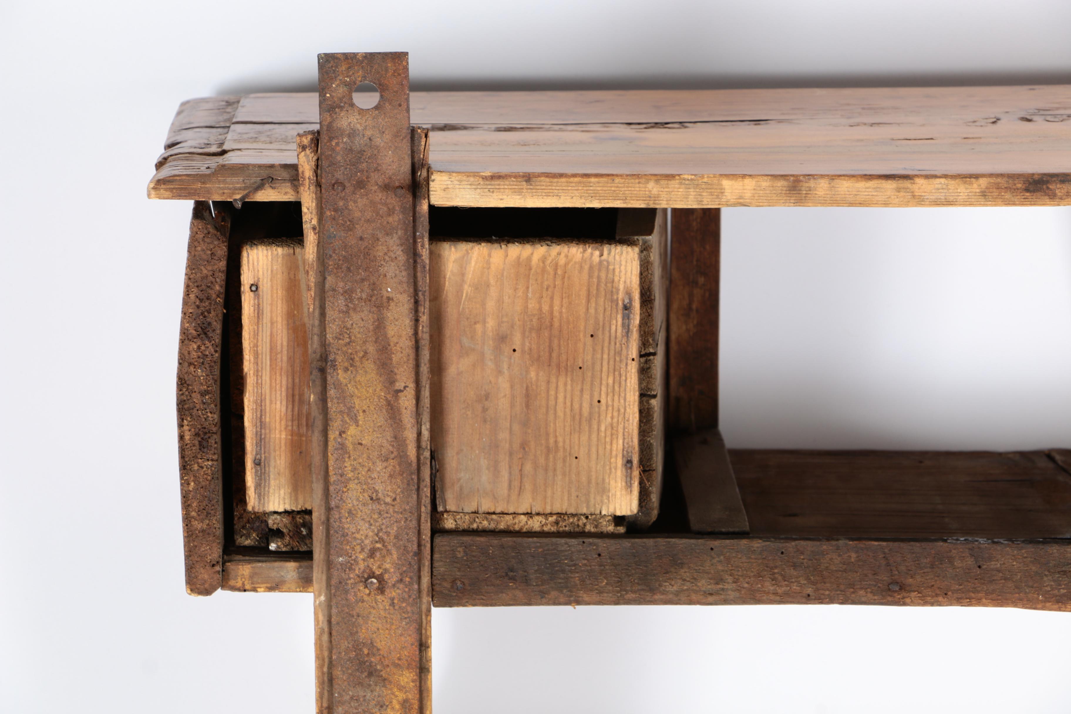 19th Century Continental Pine Wall Shelf with Drawers