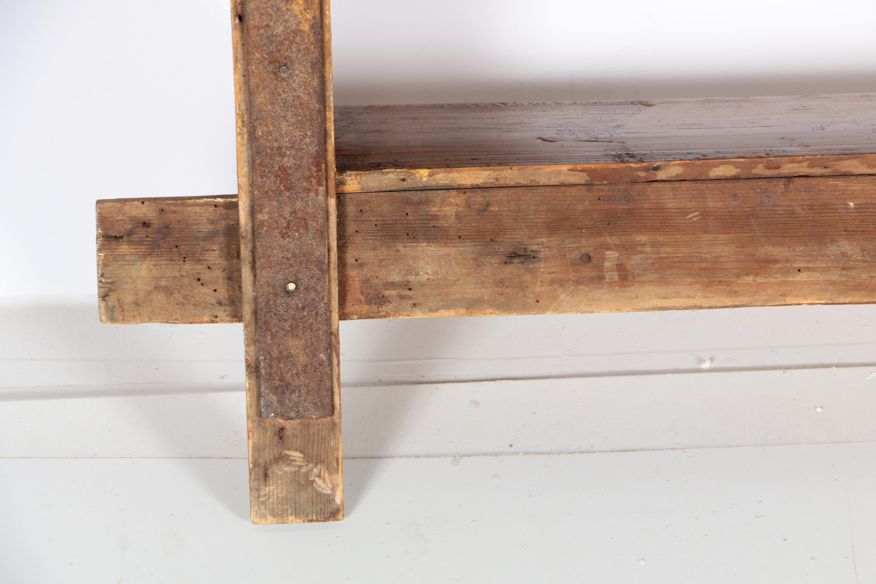 19th Century Continental Pine Wall Shelf with Drawers