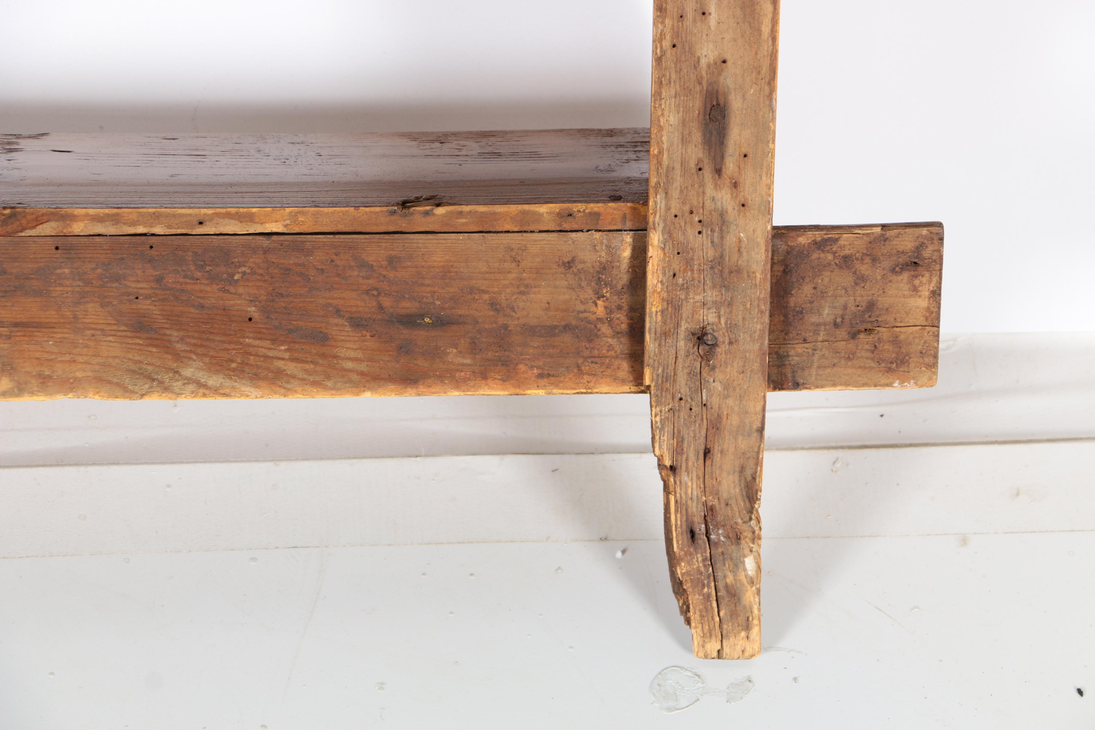 19th Century Continental Pine Wall Shelf with Drawers