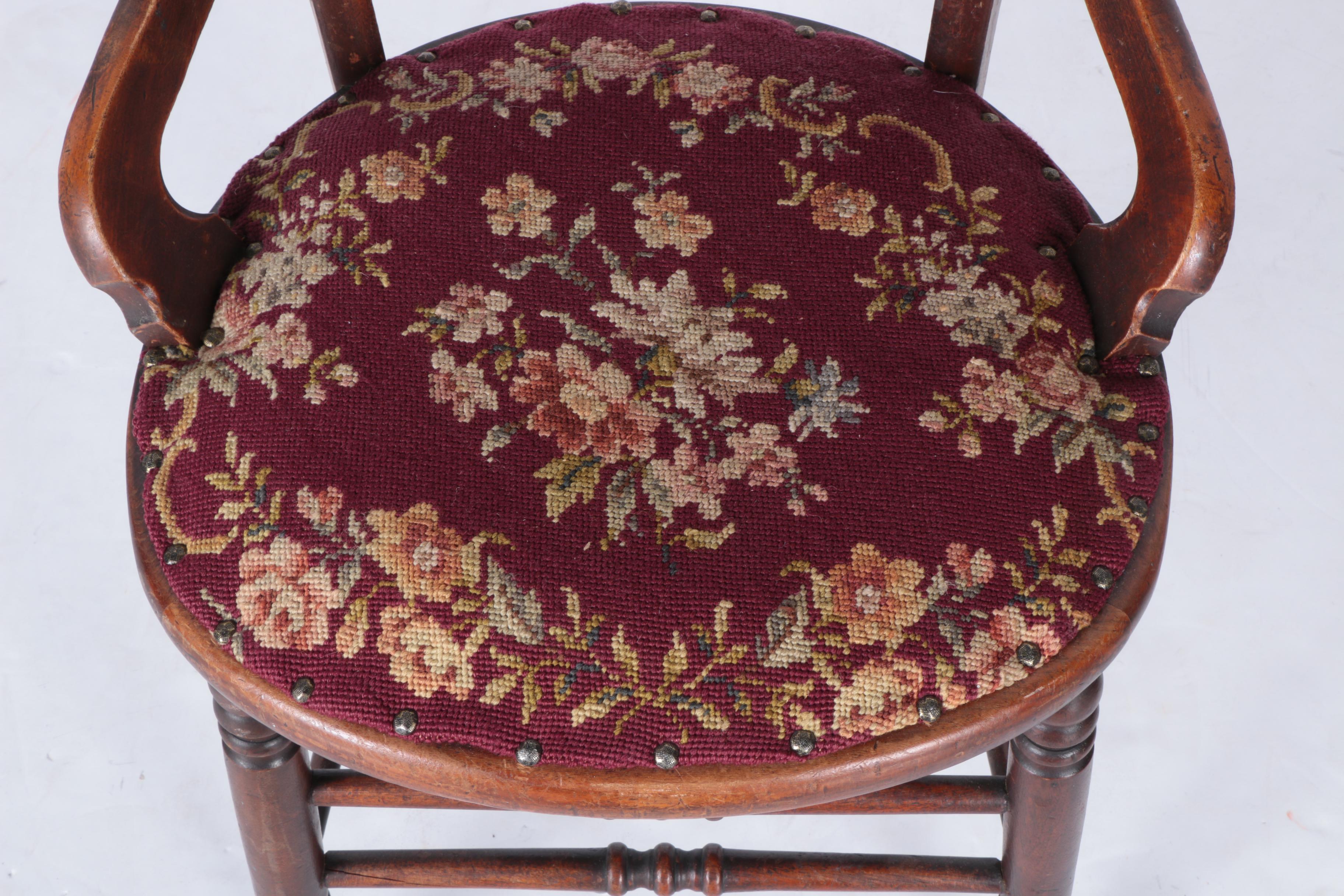 Victorian Walnut Side Chair with Needlepoint Seat