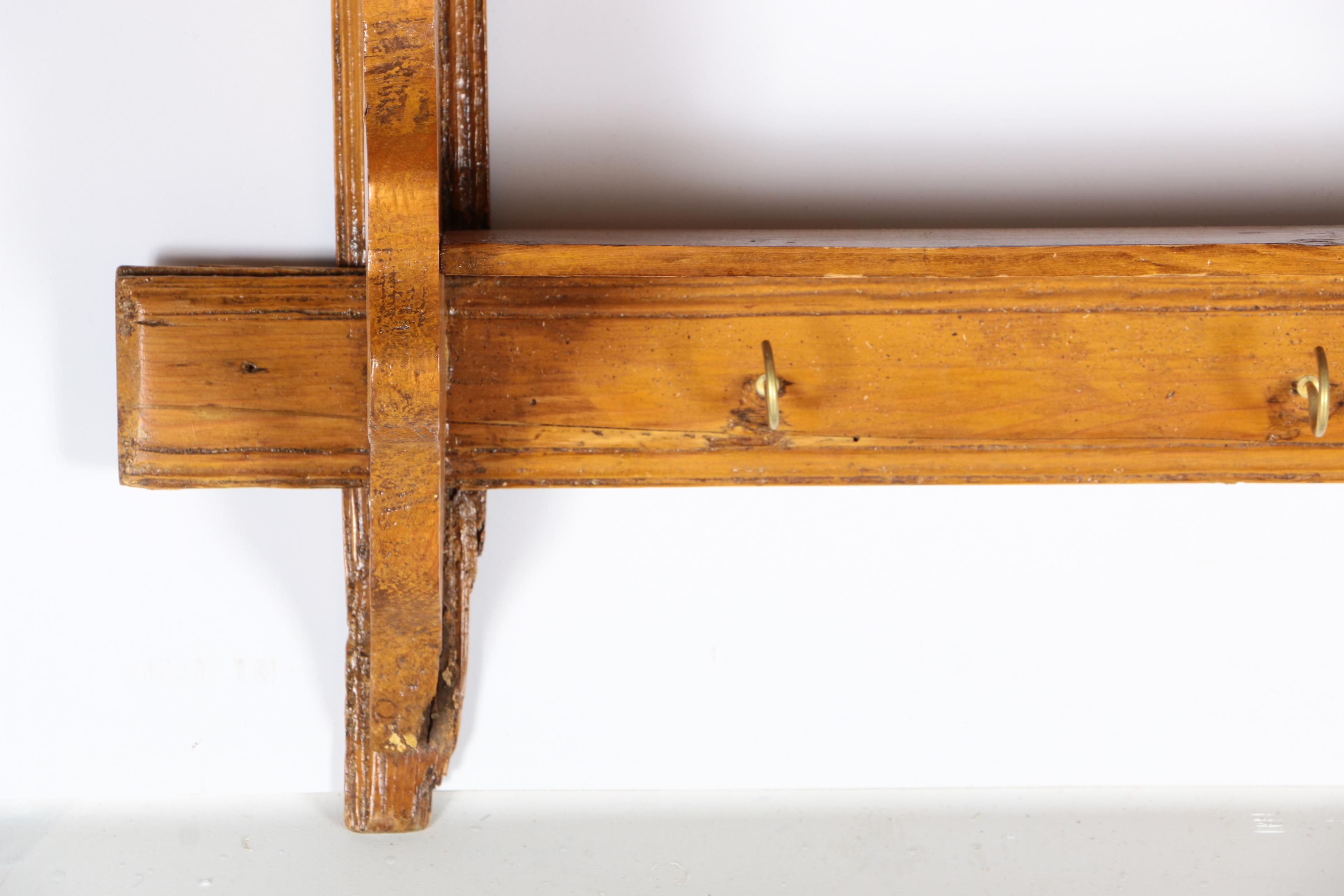 19th Century Continental Pine Wall Shelf with Drawers