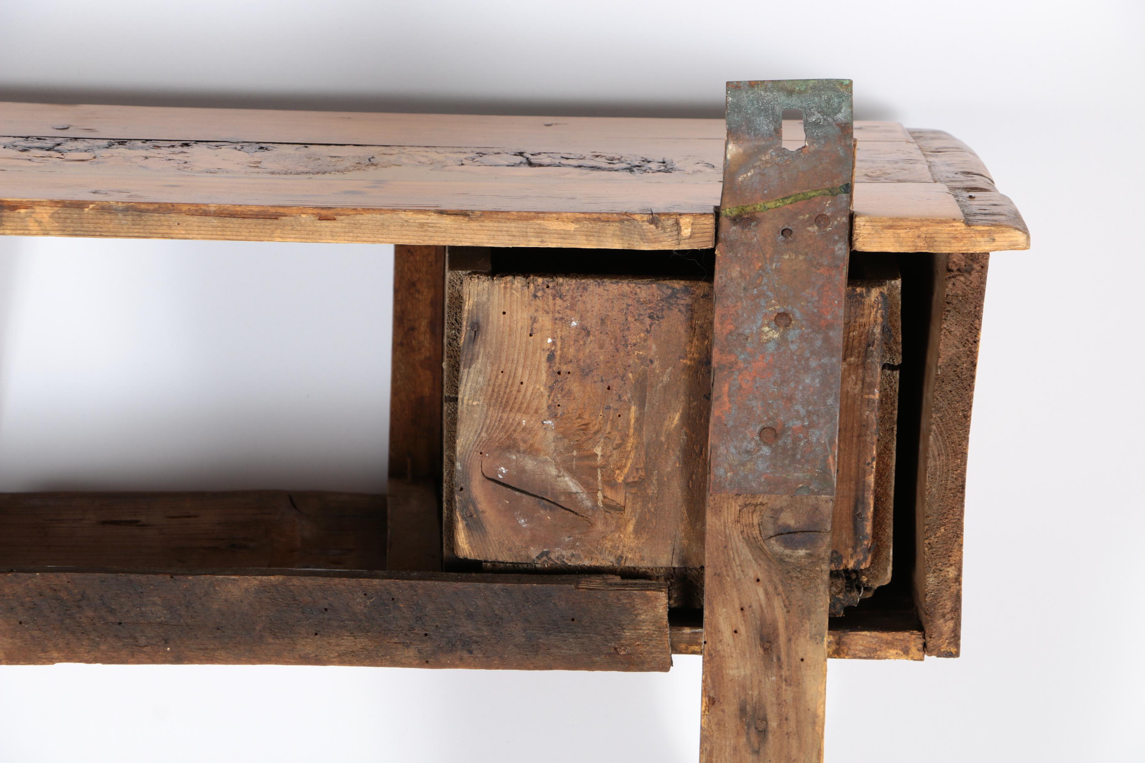 19th Century Continental Pine Wall Shelf with Drawers