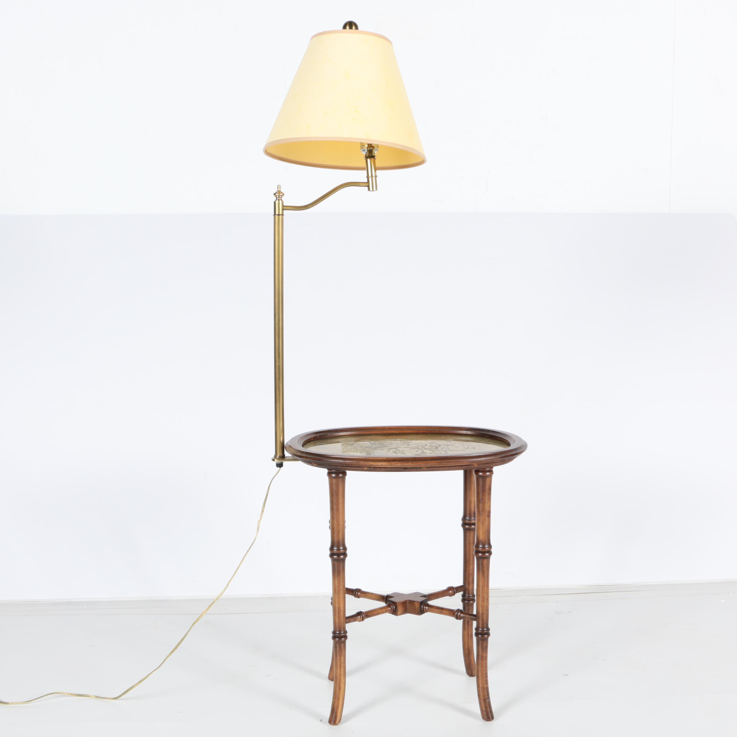 Frederick Cooper Lamp Table with Engraved Brass Top