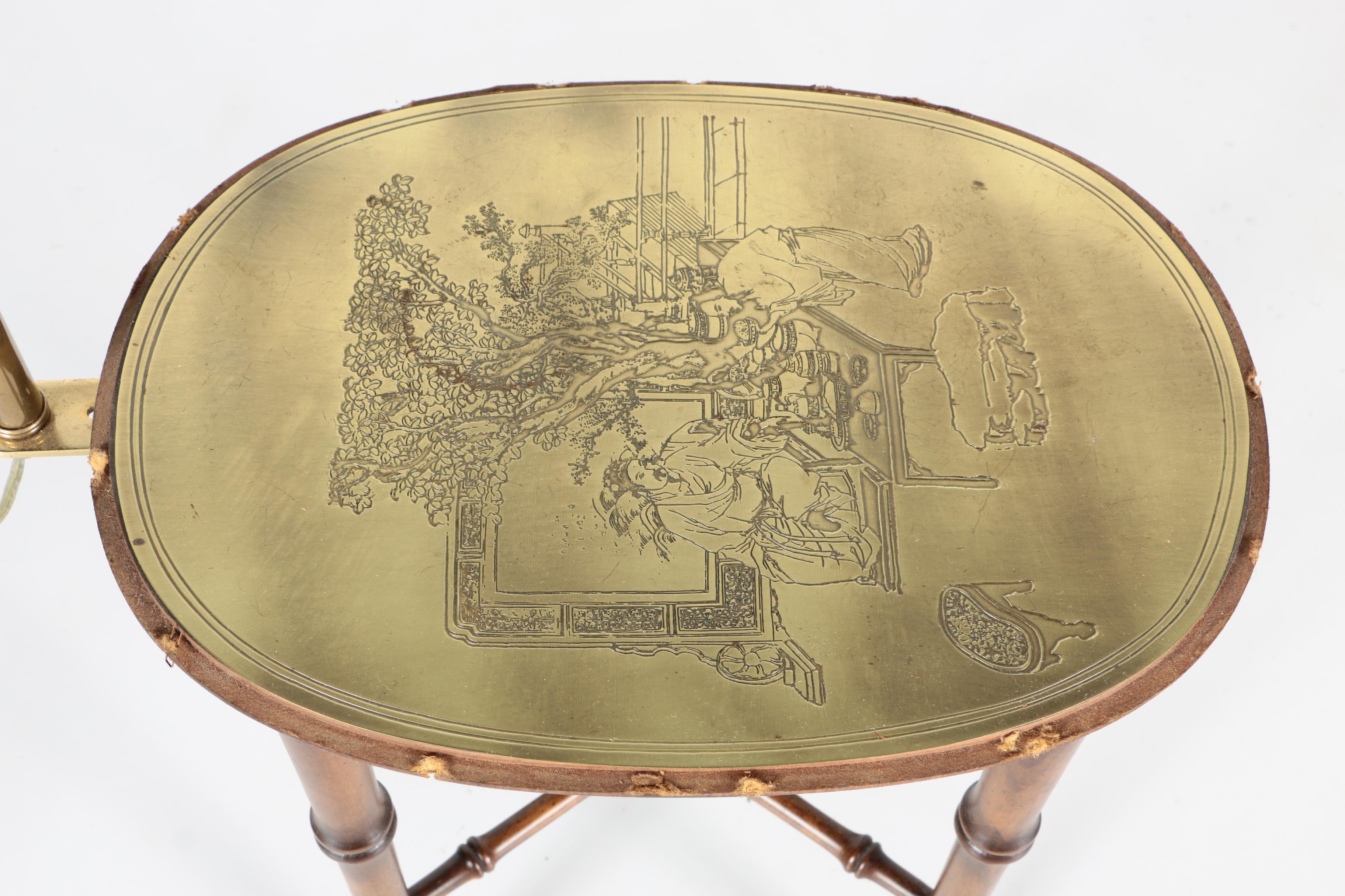 Frederick Cooper Lamp Table with Engraved Brass Top