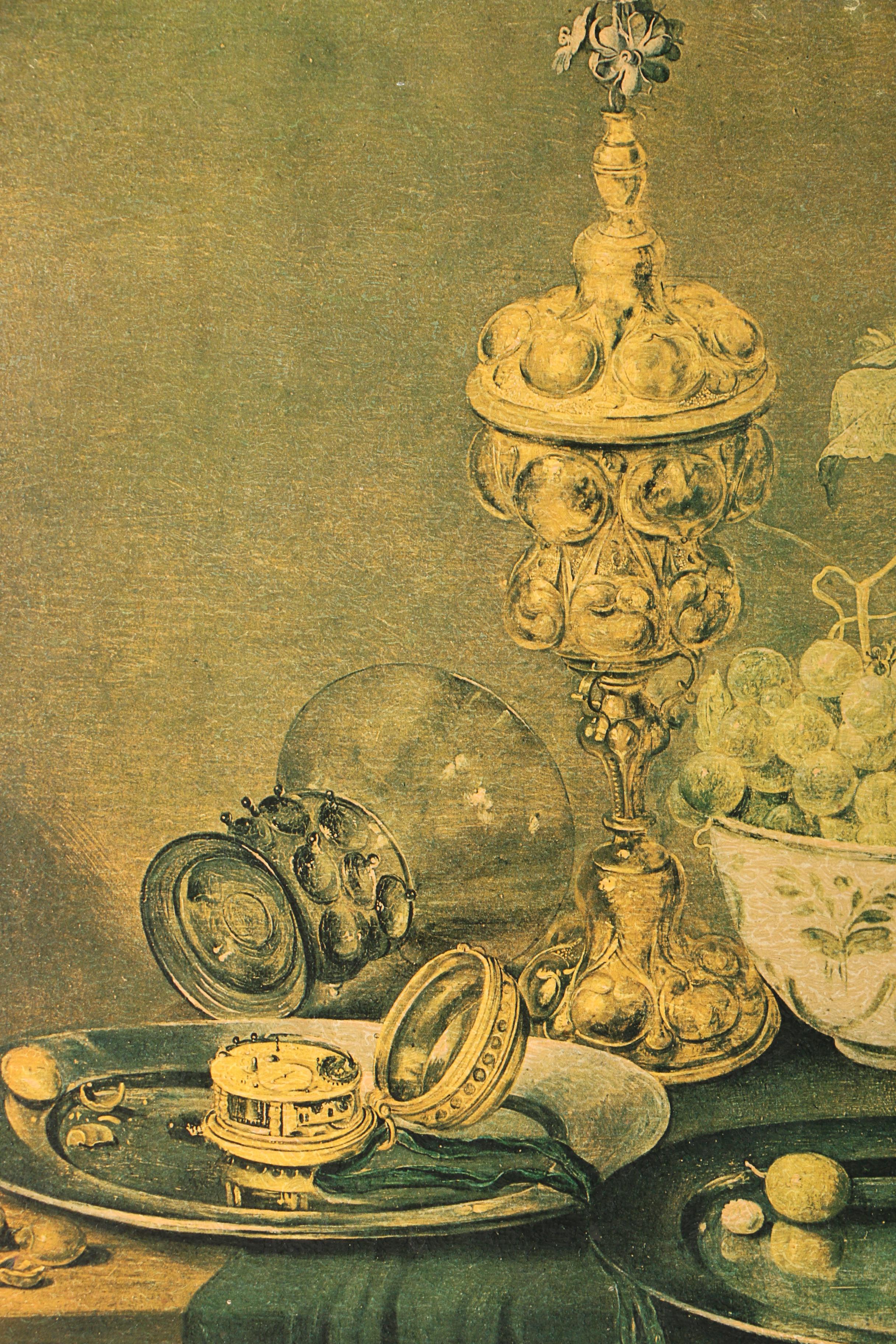 Vintage Embellished Offset Lithograph Print on Board