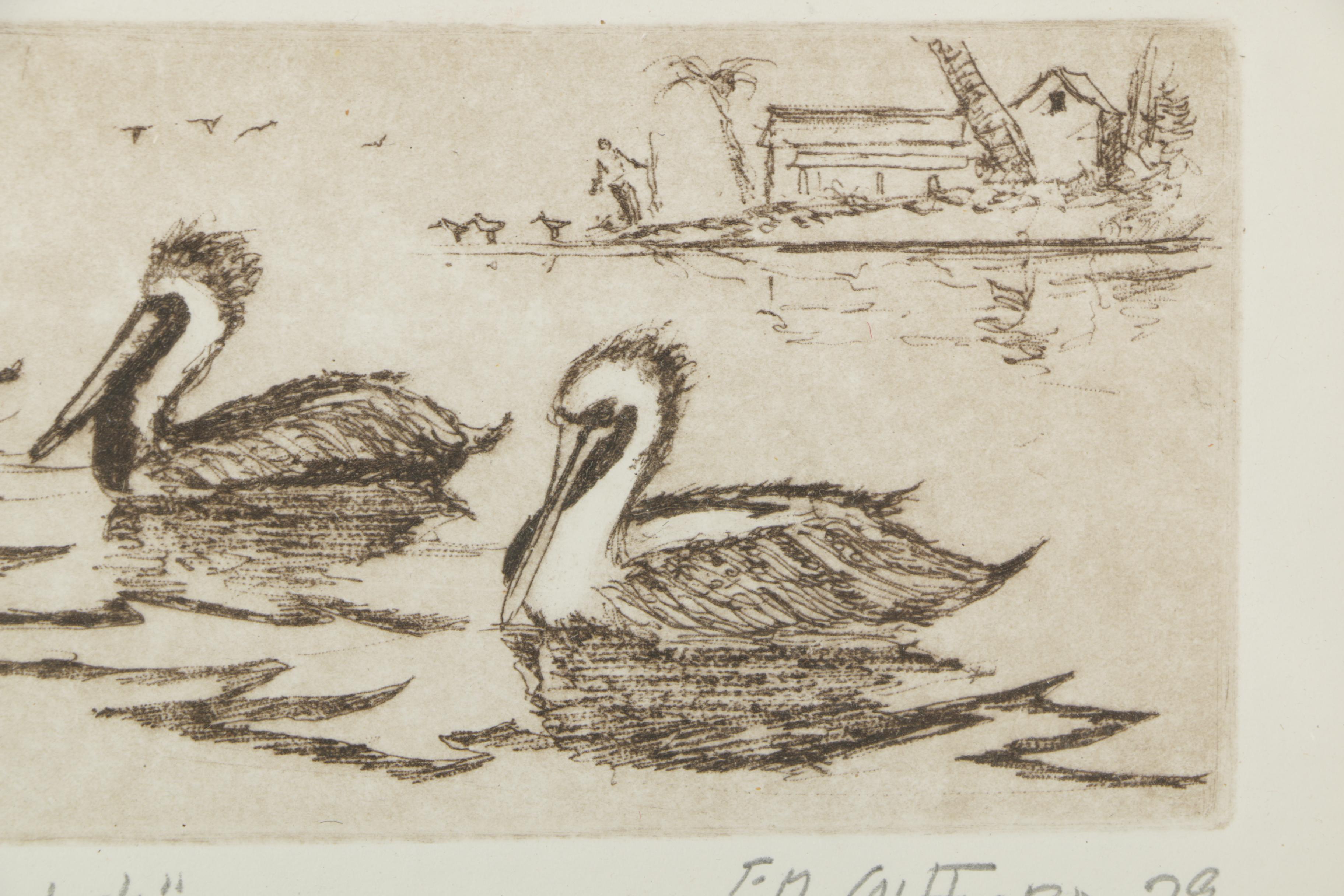 1979 Ed Gifford Etching "Pelican Inlet"
