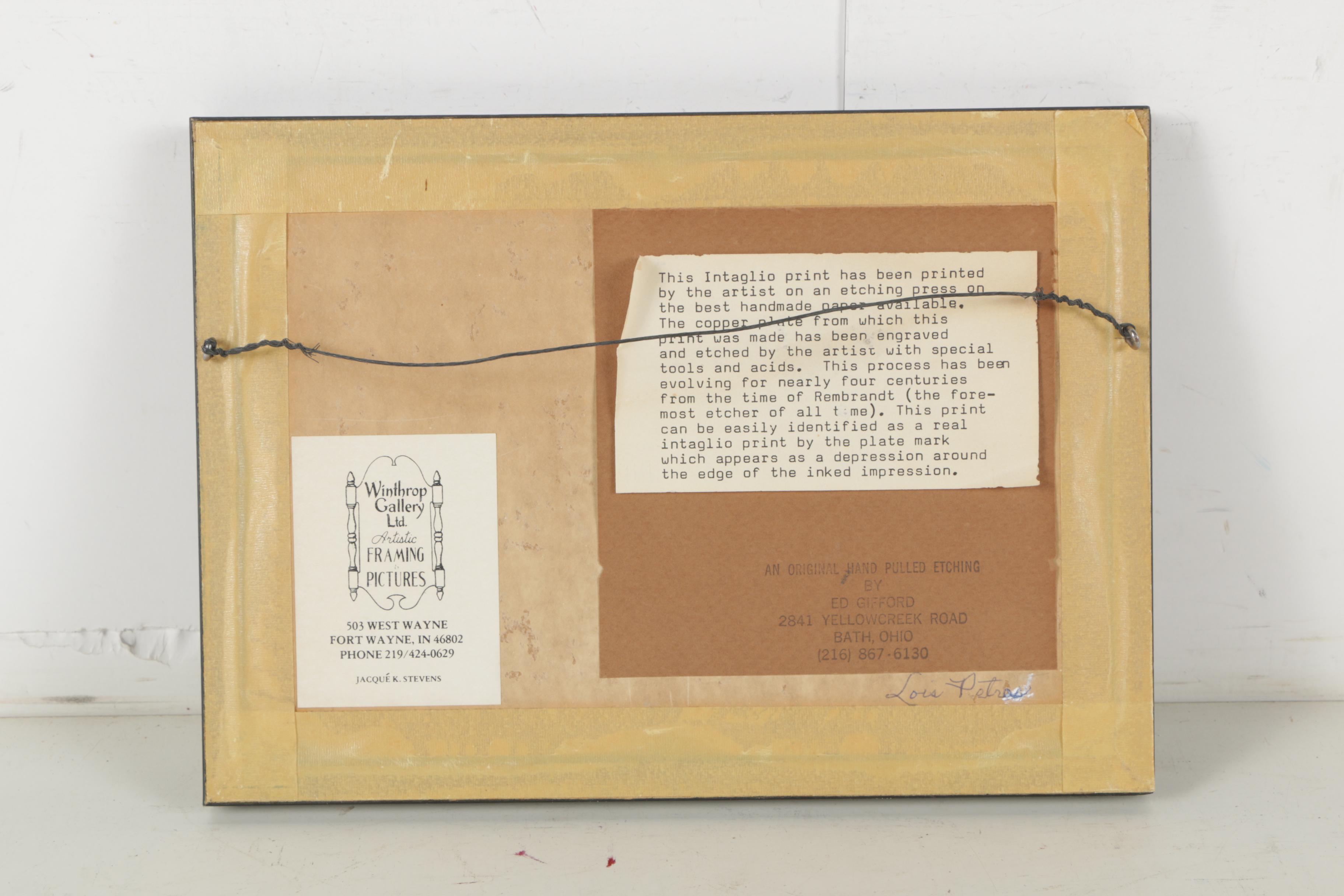 1979 Ed Gifford Etching "Pelican Inlet"