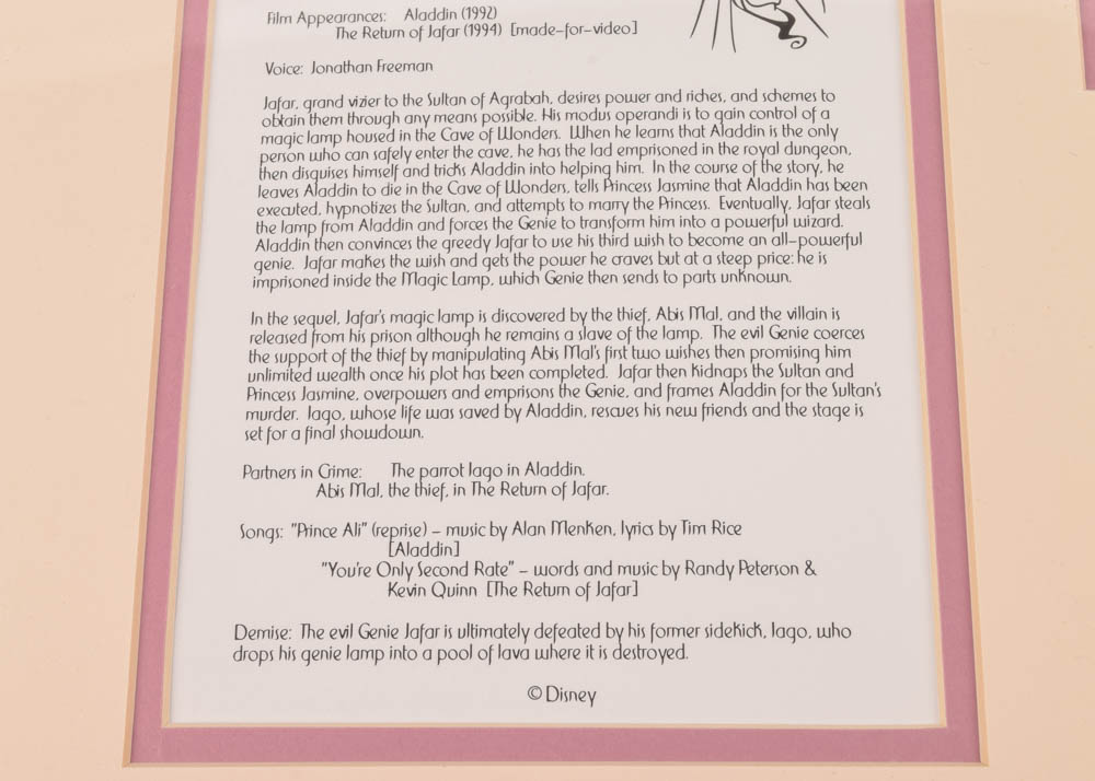 Matted Cast Member Exclusive Disney Villain Jafar Prints