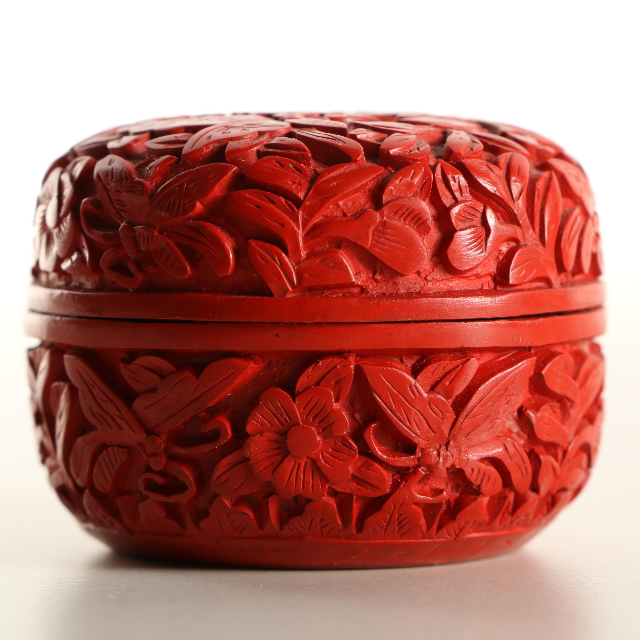 Chinese Vase, Cinnabar-Style Trinket Box and Accordion Book