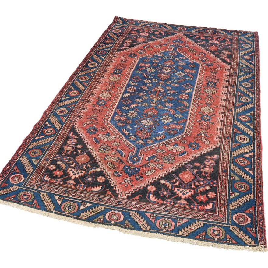 Vintage Hand-Knotted Persian Kurdish Bijar Rug