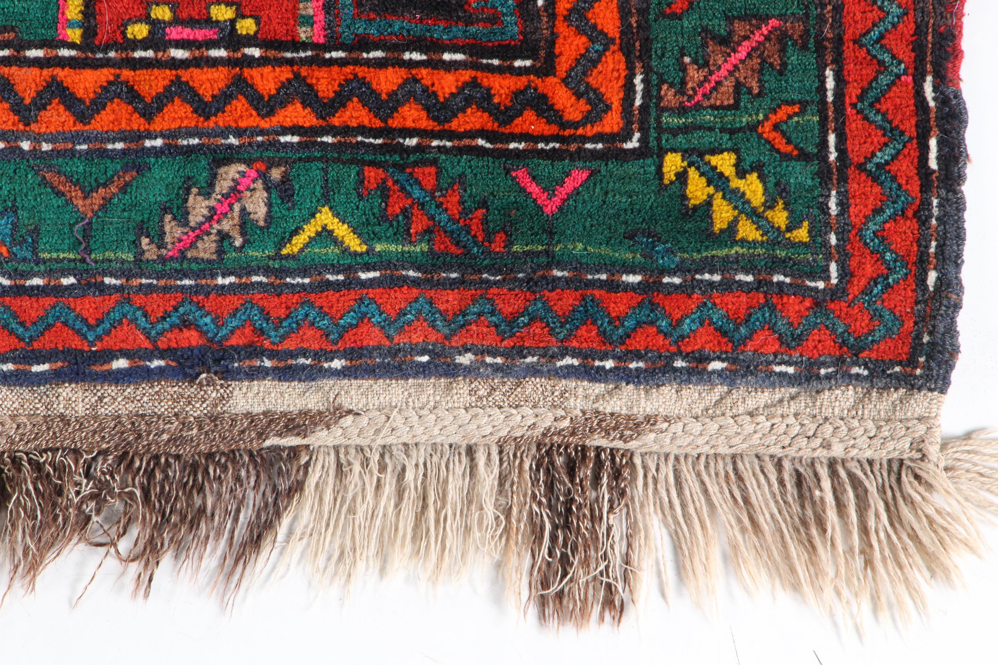 Hand-Knotted Caucasian Kazak Wool Long Rug